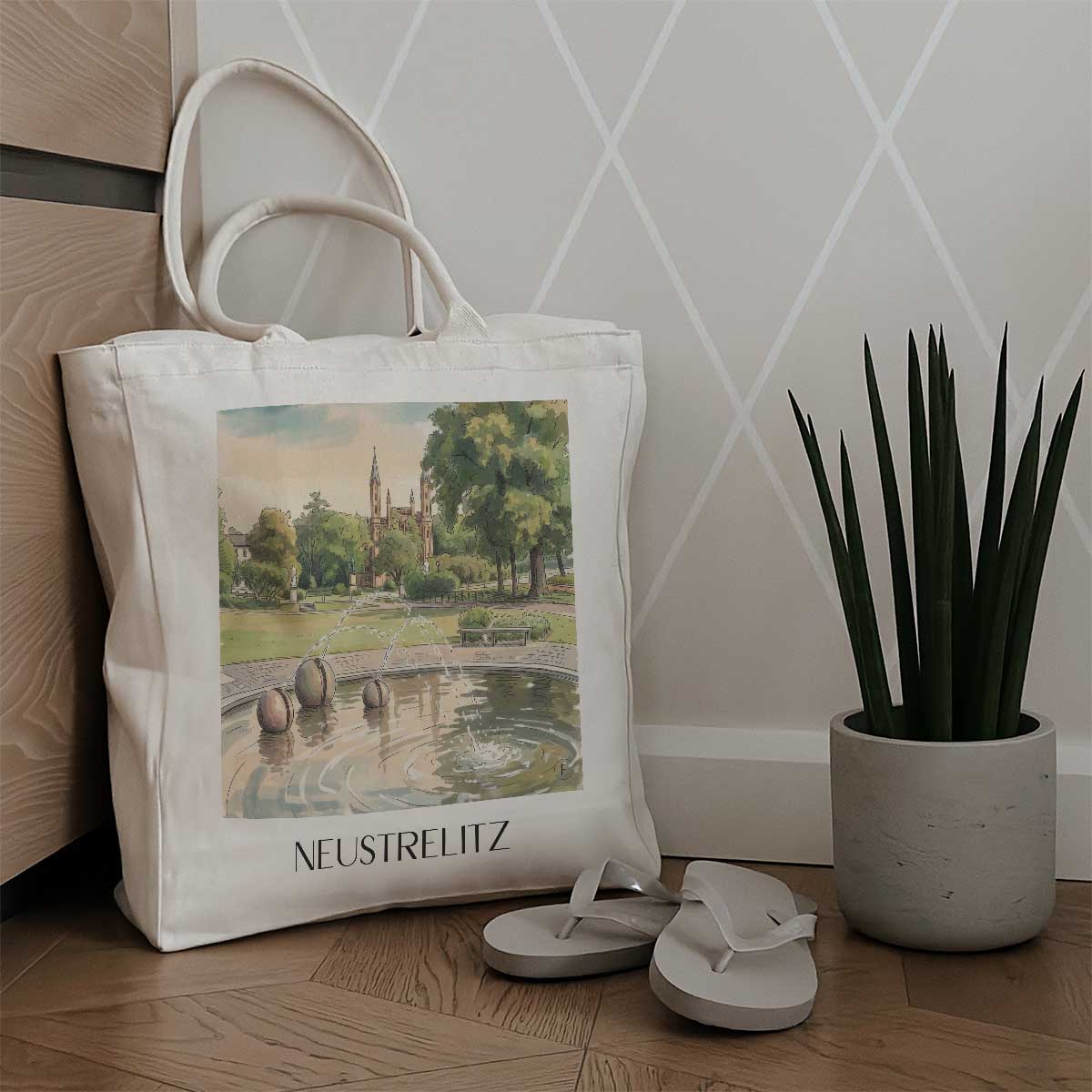 neustrelitz-mecklenburgische-seenplatte-deutschland-einkaufstasche-aquarell