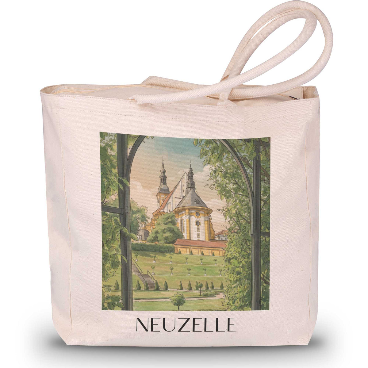 neuzelle-brandenburg-deutschland-einkaufstasche-aquarell