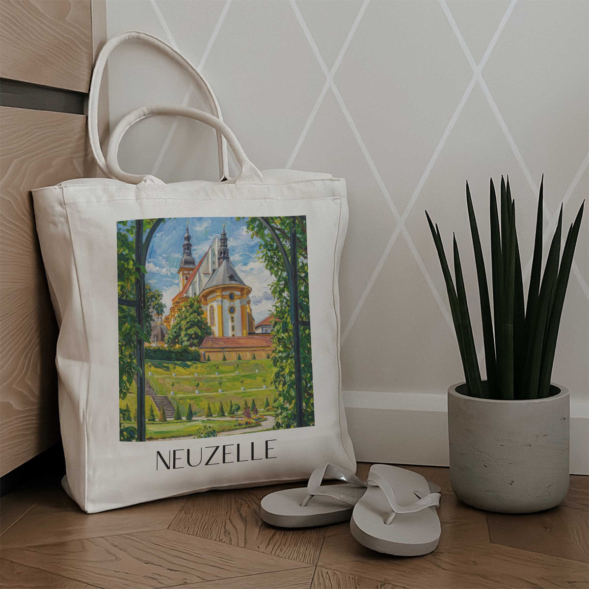 neuzelle-brandenburg-deutschland-einkaufstasche-oil-painting-oelgemaelde