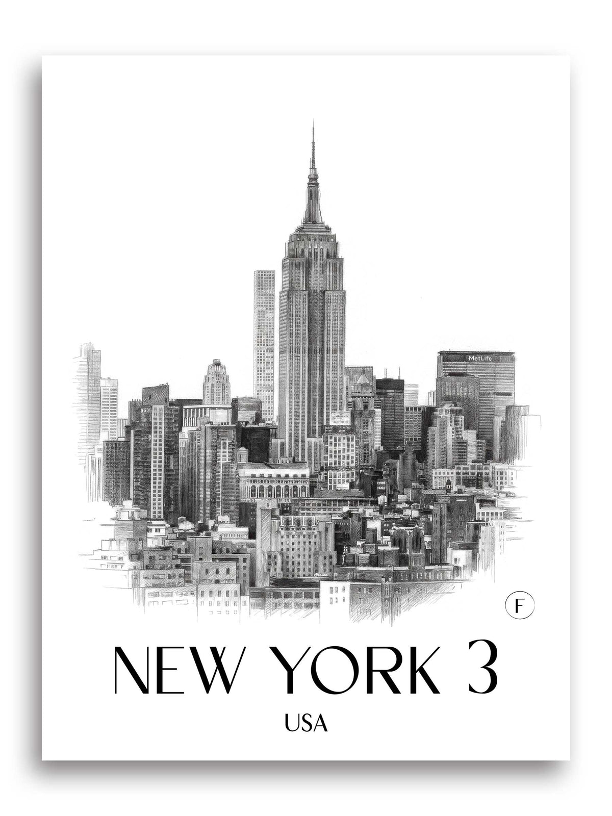 New York 3 Poster - - USA Kunstdruck - Zeichnung von A4 bis A1 - favplace
