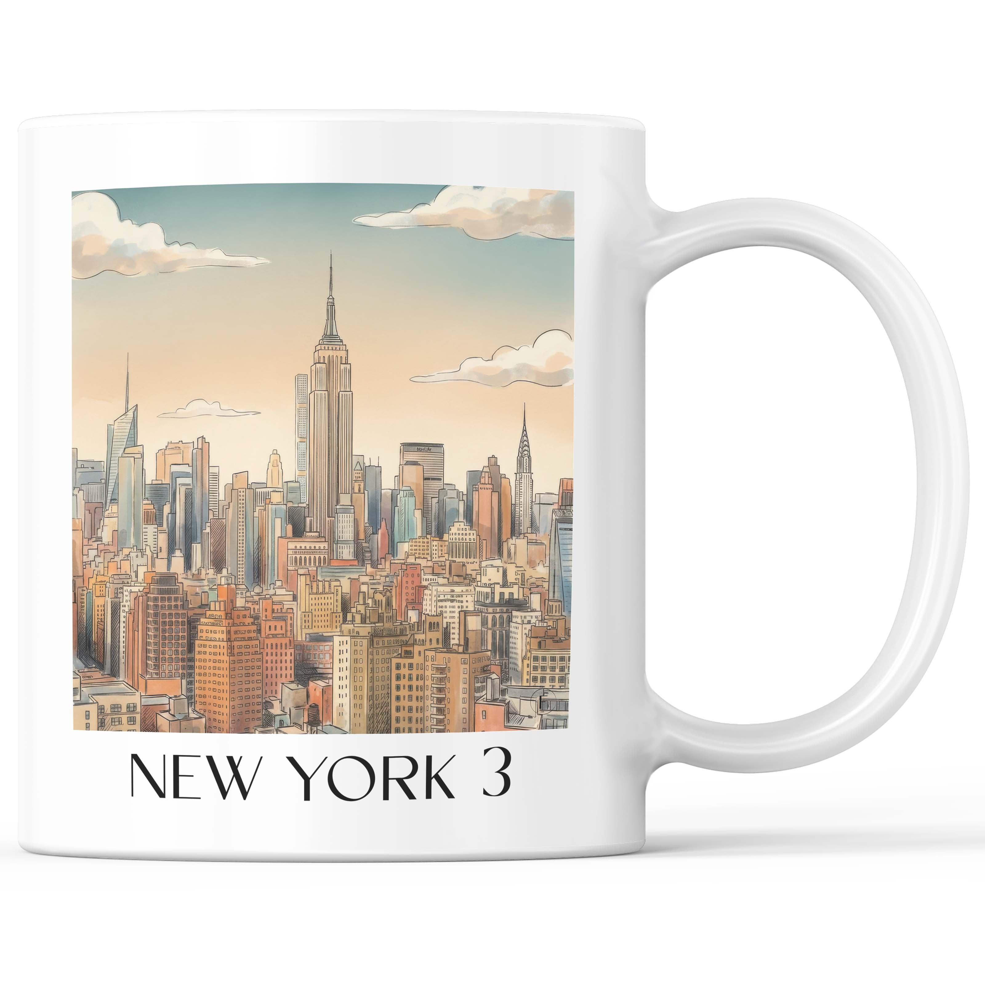 New York 3 - USA Becher - Kaffeetasse im Aquarell Stil - favplace