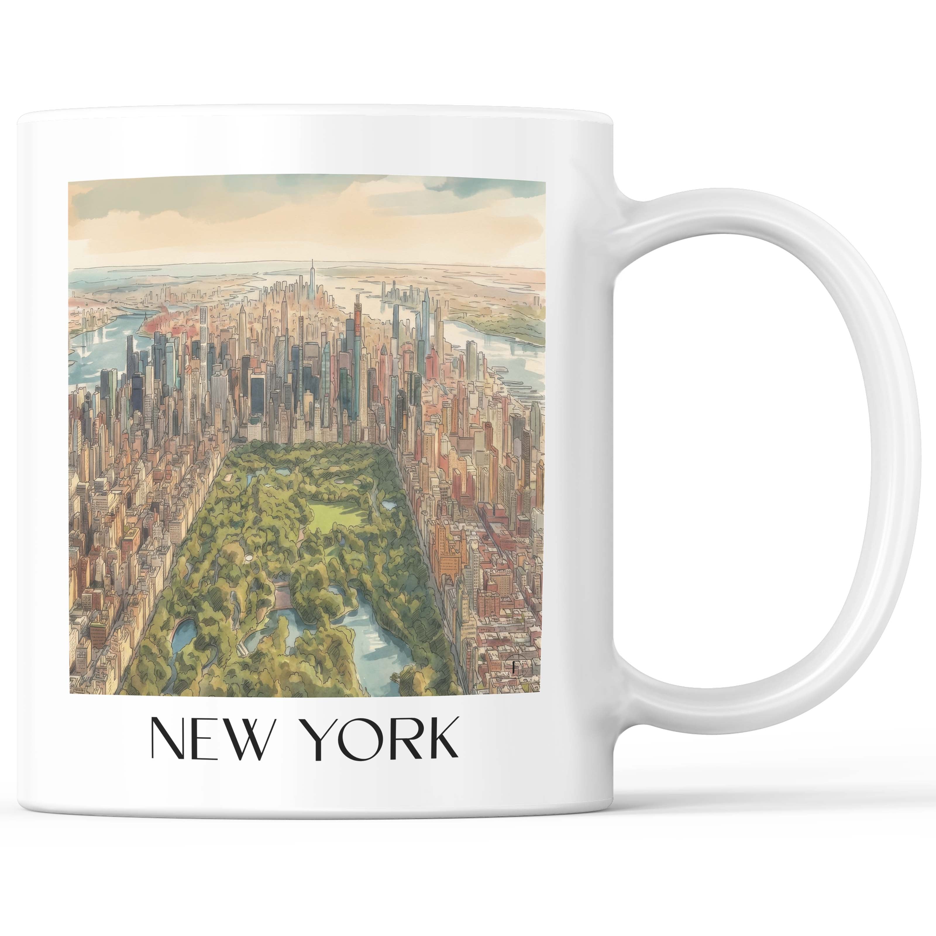 New York Kaffeebecher - USA - USA Becher - Kaffeetasse im Aquarell Stil - favplace