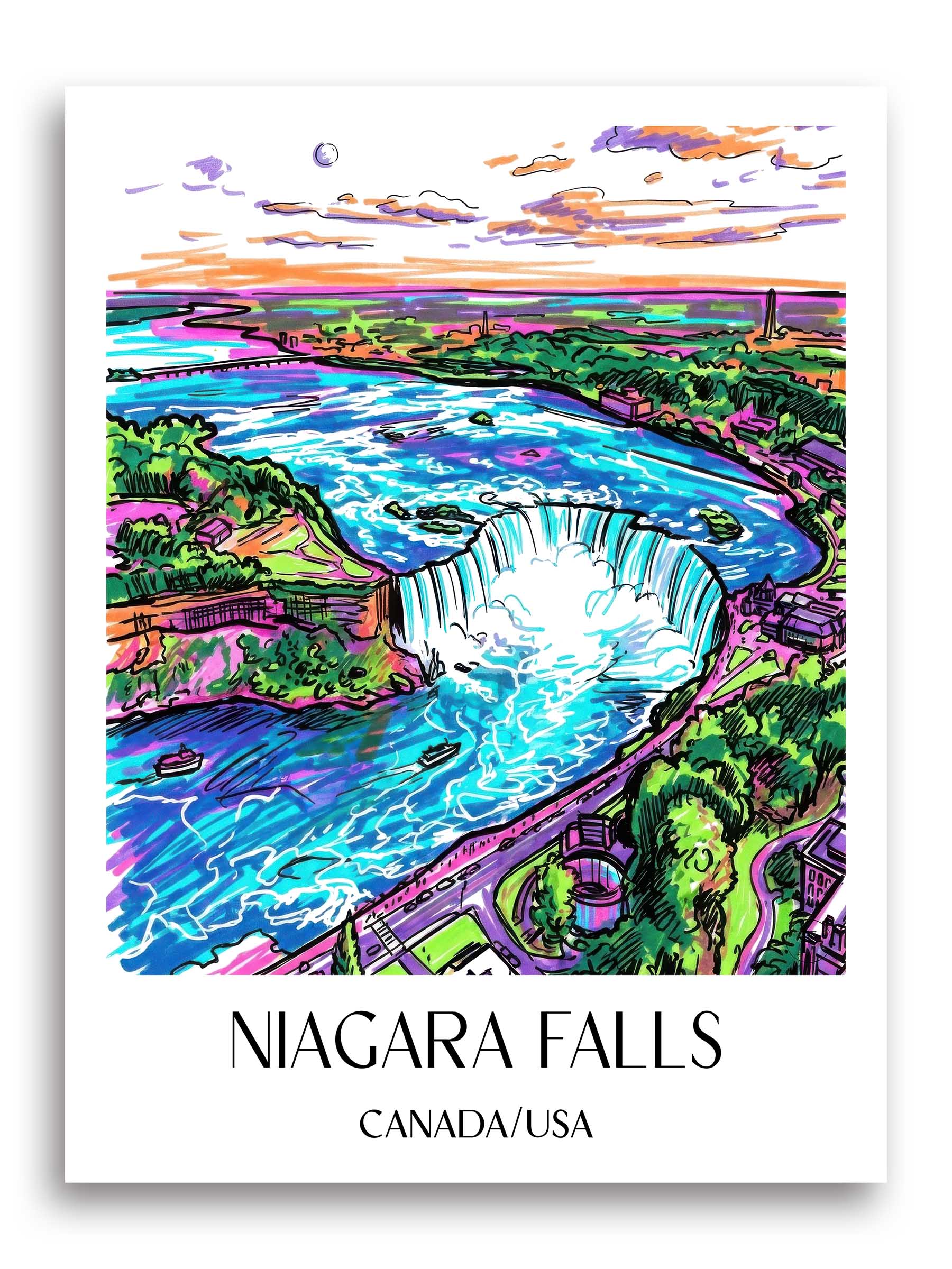 Niagara Fälle Poster - - Kanada/USA Kunstdruck - Tag Graffiti von A4 bis A1 - favplace