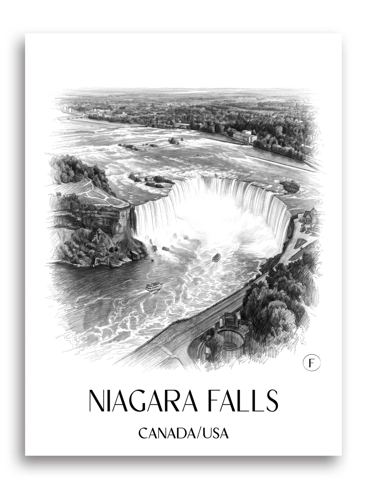 Niagara Fälle Poster - - Kanada/USA Kunstdruck - Zeichnung von A4 bis A1 - favplace