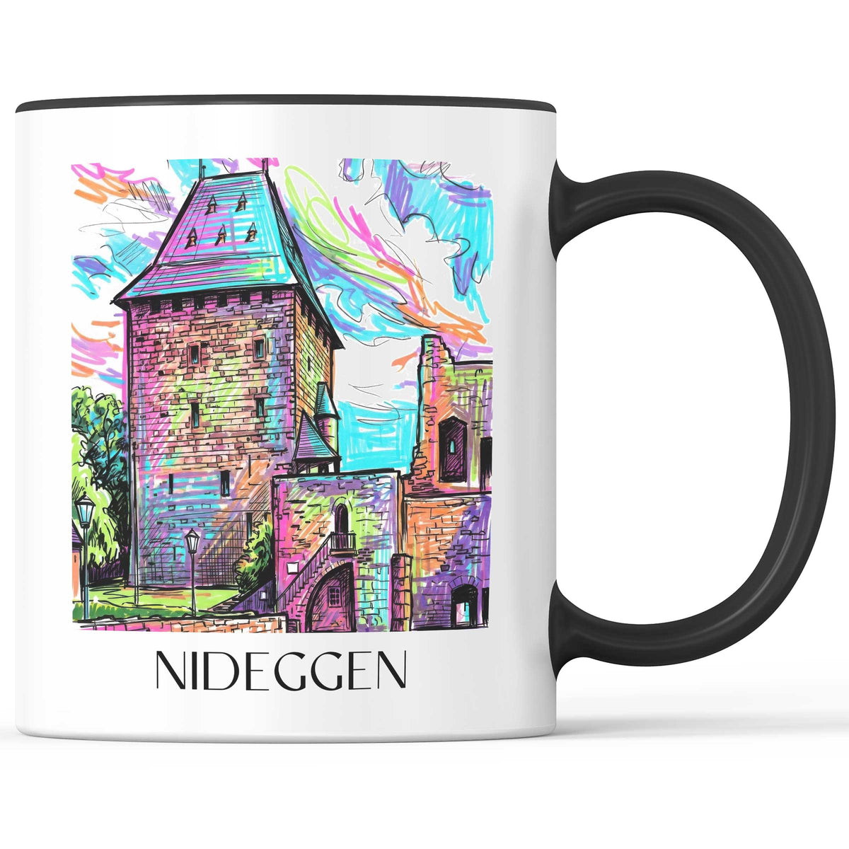 Nideggen Kaffeebecher - Eifel - Deutschland Becher - Kaffeetasse im Tag Graffiti Stil - favplace