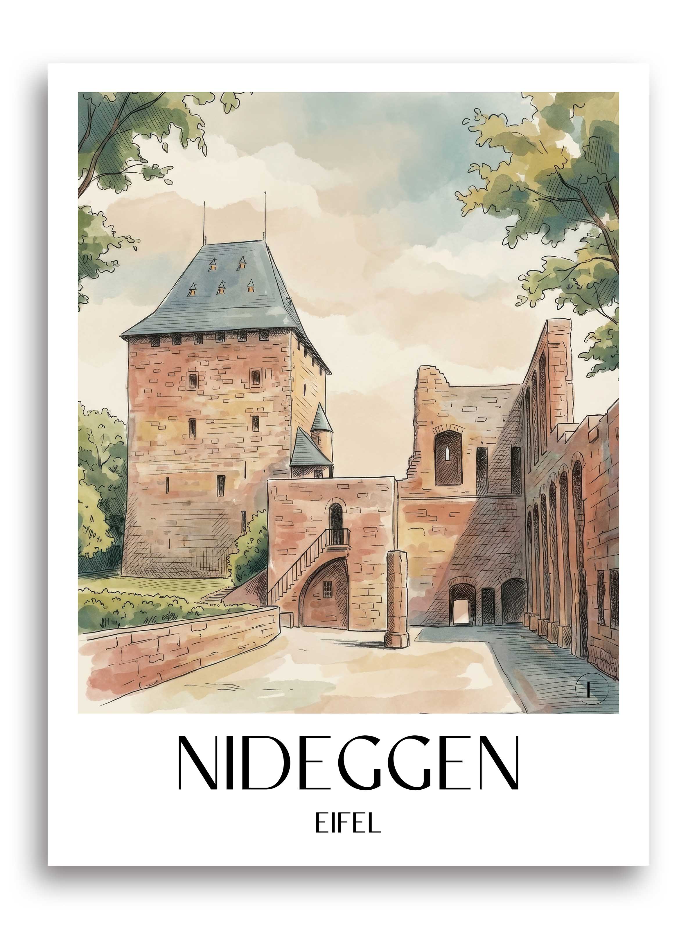 nideggen-eifel-deutschland-poster-aquarell