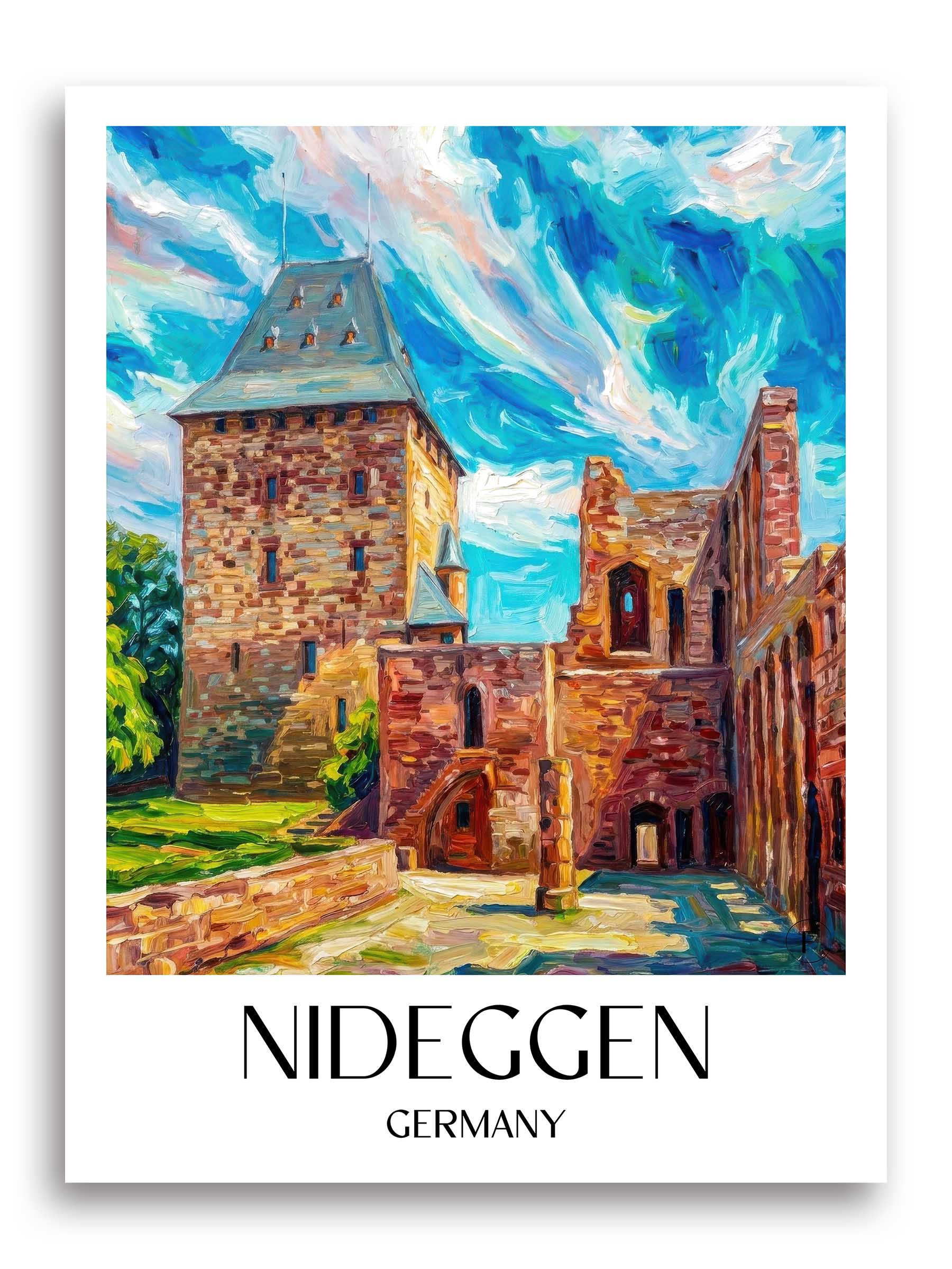 Nideggen Poster - Eifel - Deutschland Kunstdruck - Ölgemälde von A4 bis A1 - favplace
