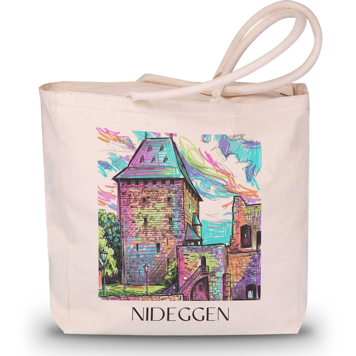Nideggen Shopping Tasche - Eifel - Deutschland Tote Bag - Einkaufstasche im Tag Graffiti Stil - favplace