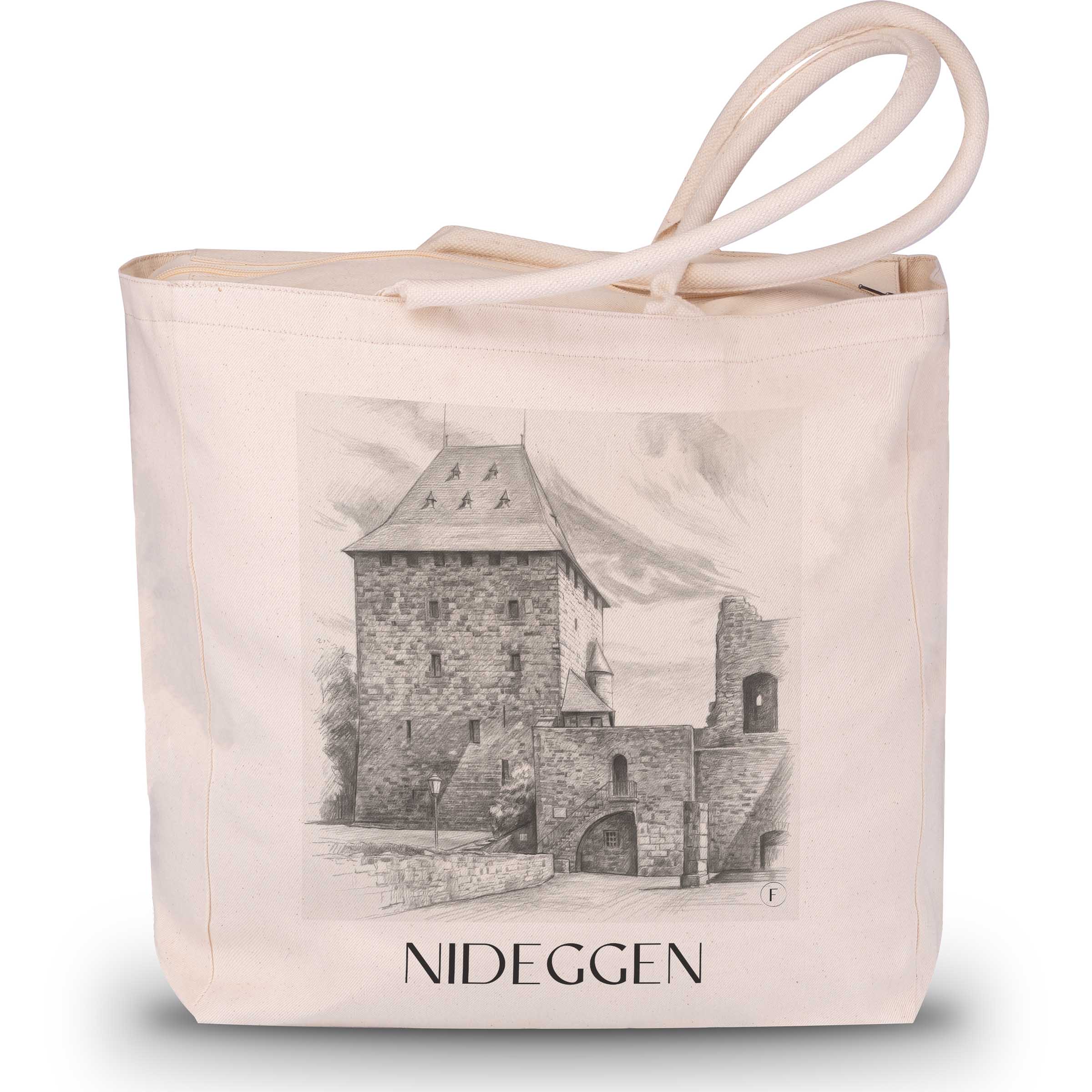 Nideggen Shopping Tasche - Eifel - Deutschland Tote Bag - Einkaufstasche im Zeichnung Stil