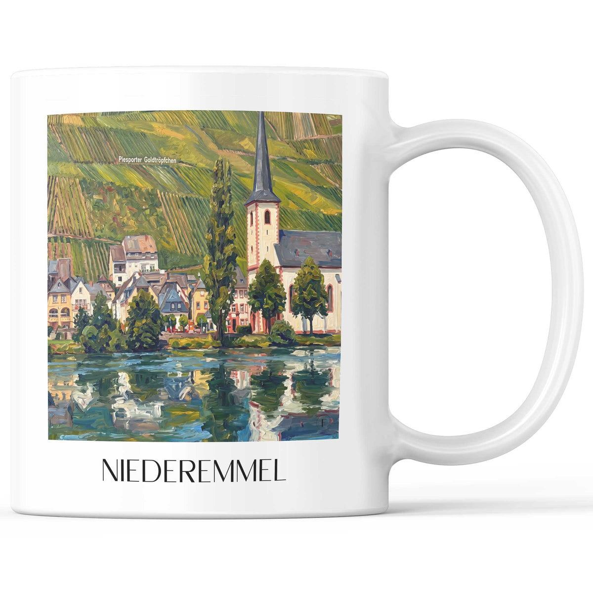 Niederemmel Kaffeebecher - Moseltal - Deutschland Becher - Kaffeetasse im Ölgemälde Stil