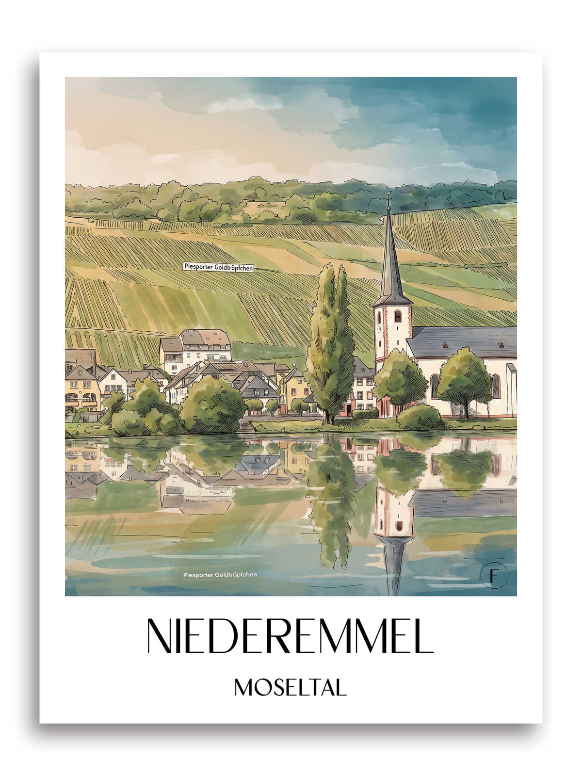 niederemmel-moseltal-deutschland-poster-aquarell