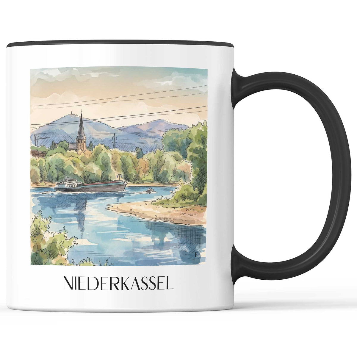 Niederkassel Kaffeebecher - Rheinland - Deutschland Becher - Kaffeetasse im Aquarell Stil - favplace