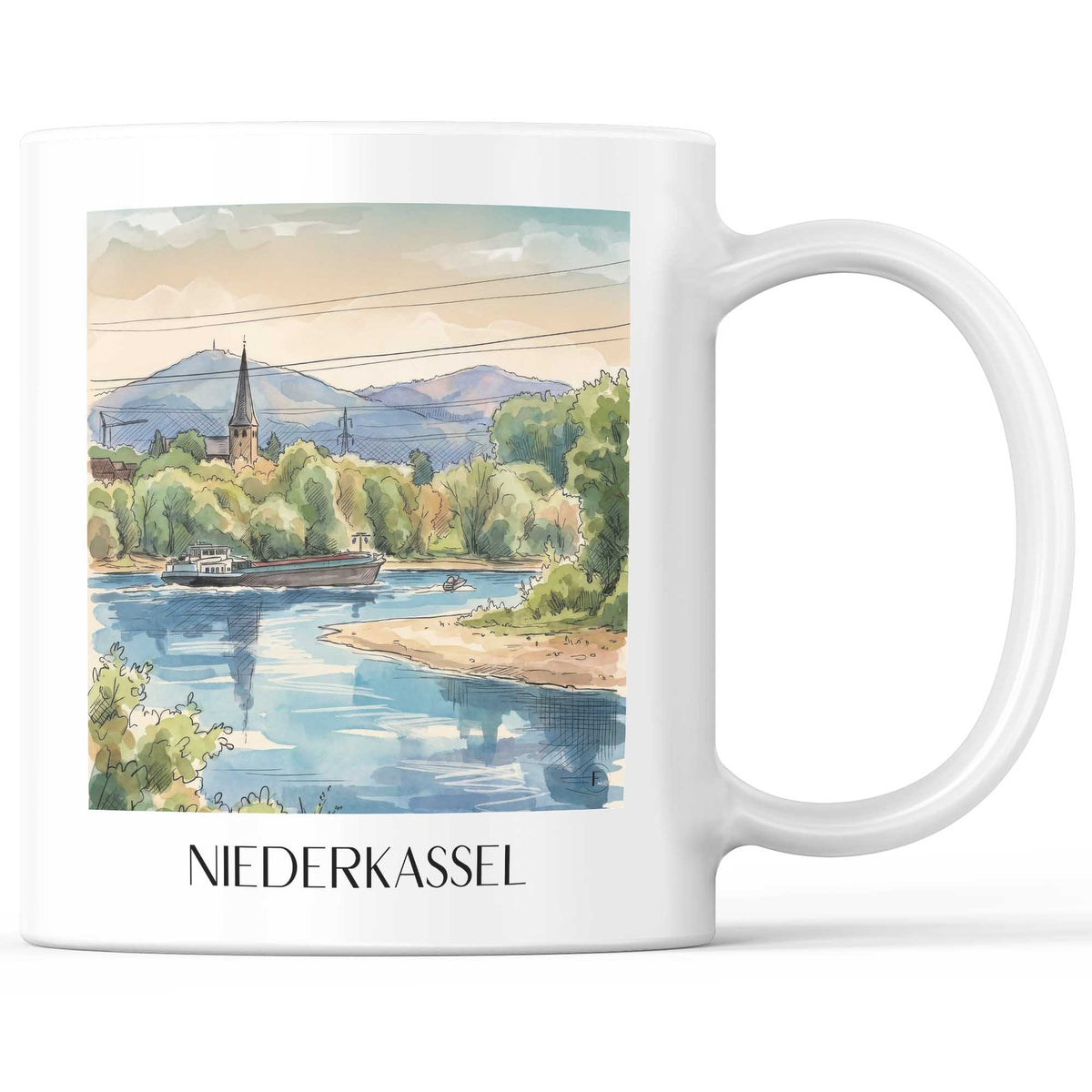 Niederkassel Kaffeebecher - Rheinland - Deutschland Becher - Kaffeetasse im Aquarell Stil - favplace