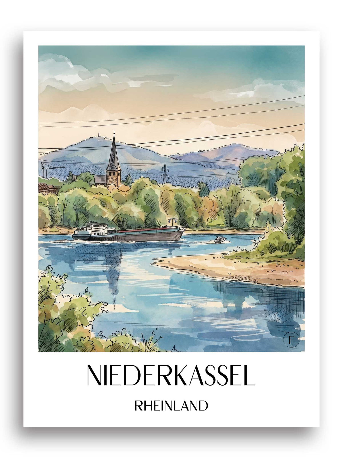 niederkassel-rheinland-deutschland-poster-aquarell