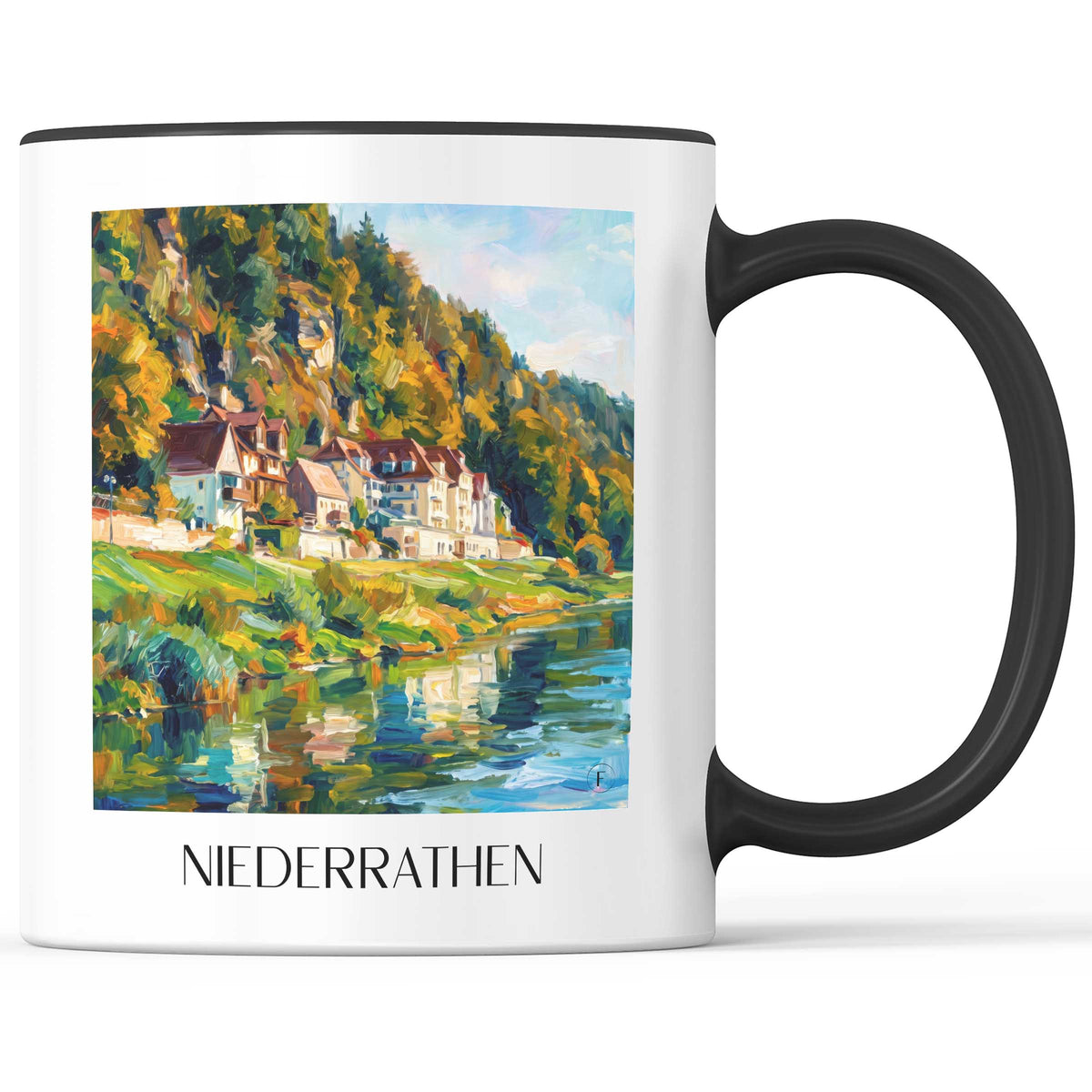 Niederrathen Kaffeebecher - Sächsische Schweiz - Deutschland Becher - Kaffeetasse im Ölgemälde Stil
