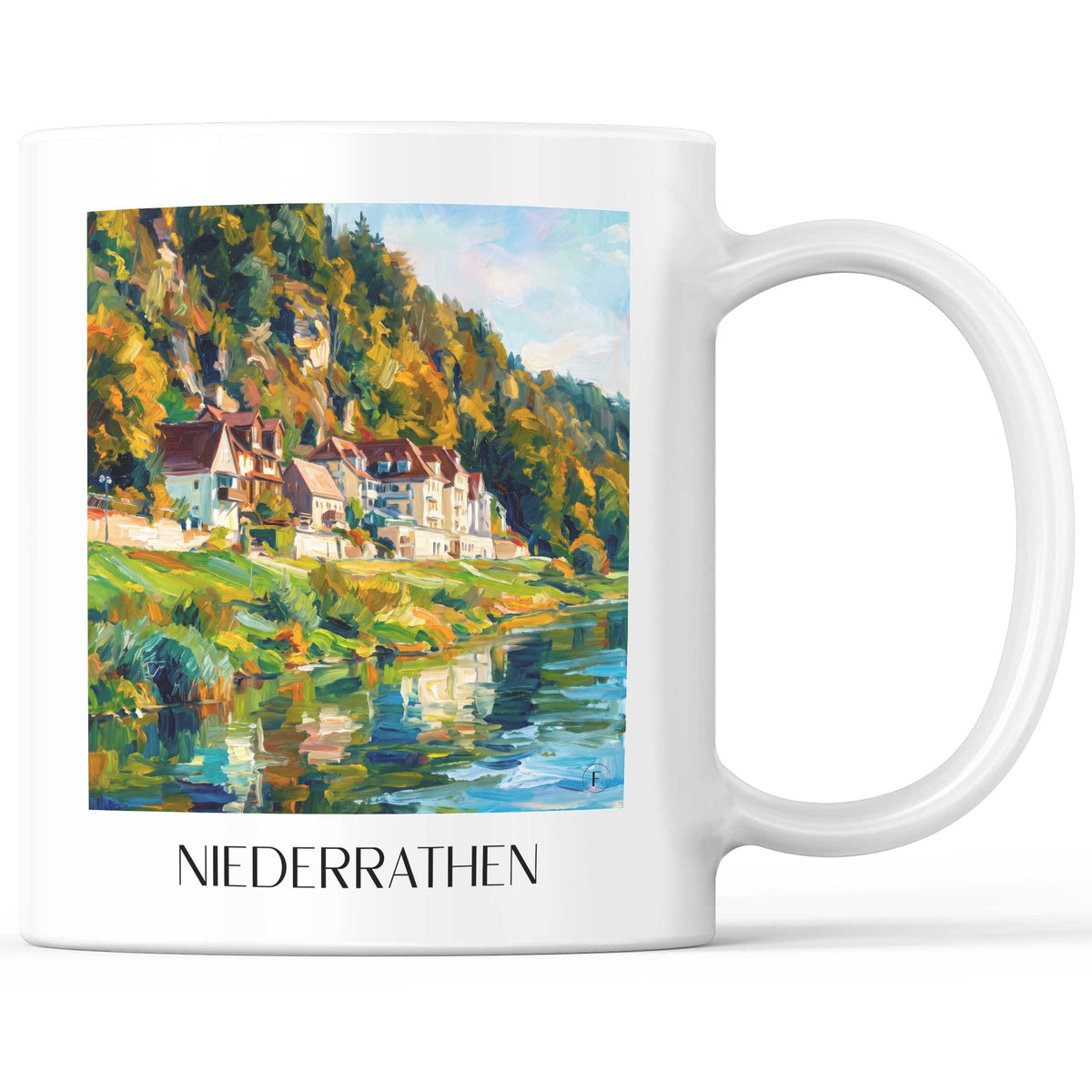 Niederrathen Kaffeebecher - Sächsische Schweiz - Deutschland Becher - Kaffeetasse im Ölgemälde Stil