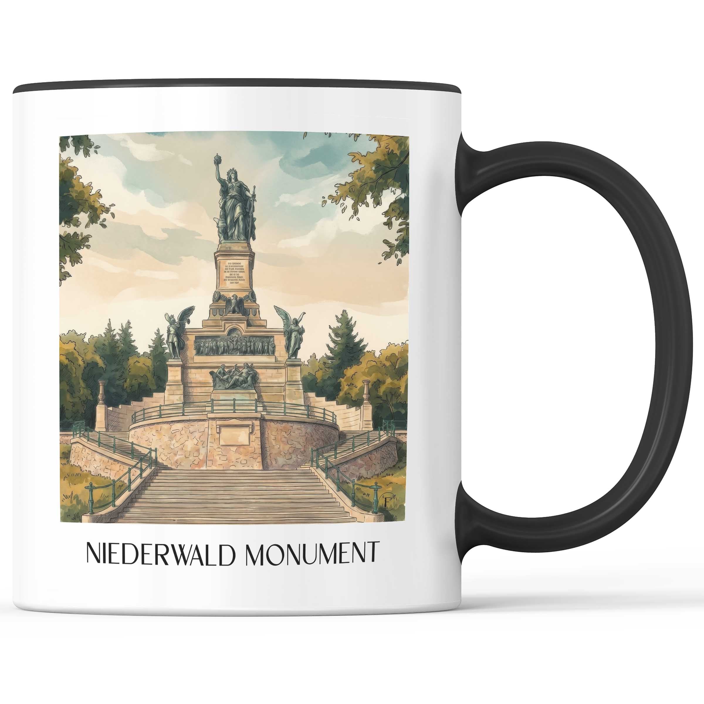 Niederwalddenkmal Kaffeebecher - Rheingau - Deutschland Becher - Kaffeetasse im Aquarell Stil - favplace