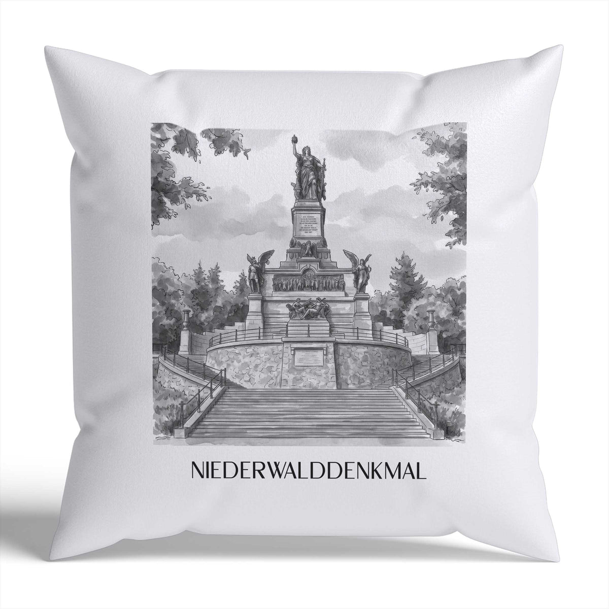 niederwalddenkmal-rheingau-deutschland-kissenbezug-aquarell-schwarz-weiss