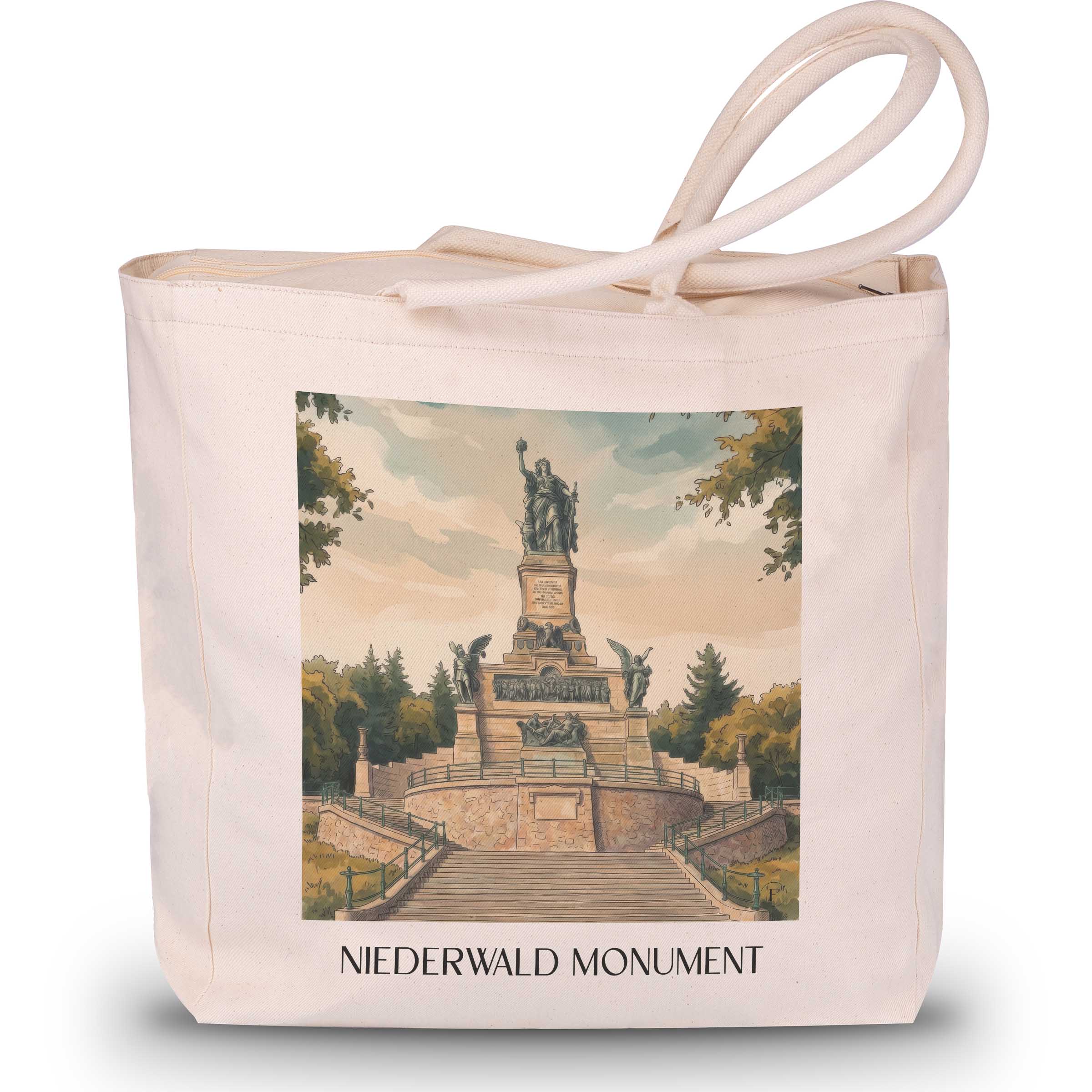 Niederwalddenkmal Shopping Tasche - Rheingau - Deutschland Tote Bag - Einkaufstasche im Aquarell Stil - favplace