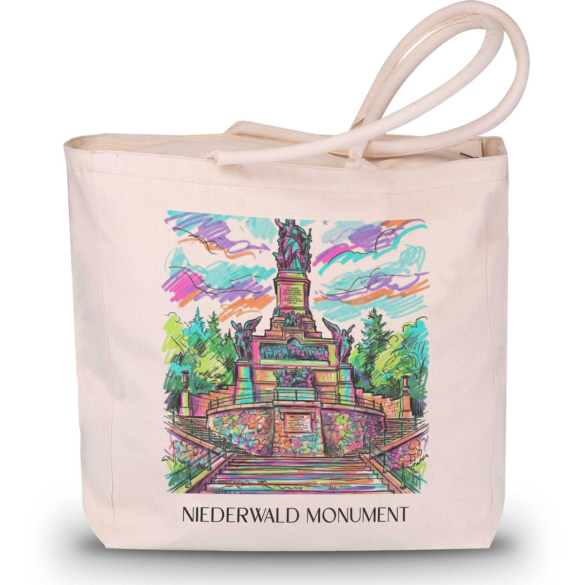 Niederwalddenkmal Shopping Tasche - Rheingau - Deutschland Tote Bag - Einkaufstasche im Tag Graffiti Stil - favplace