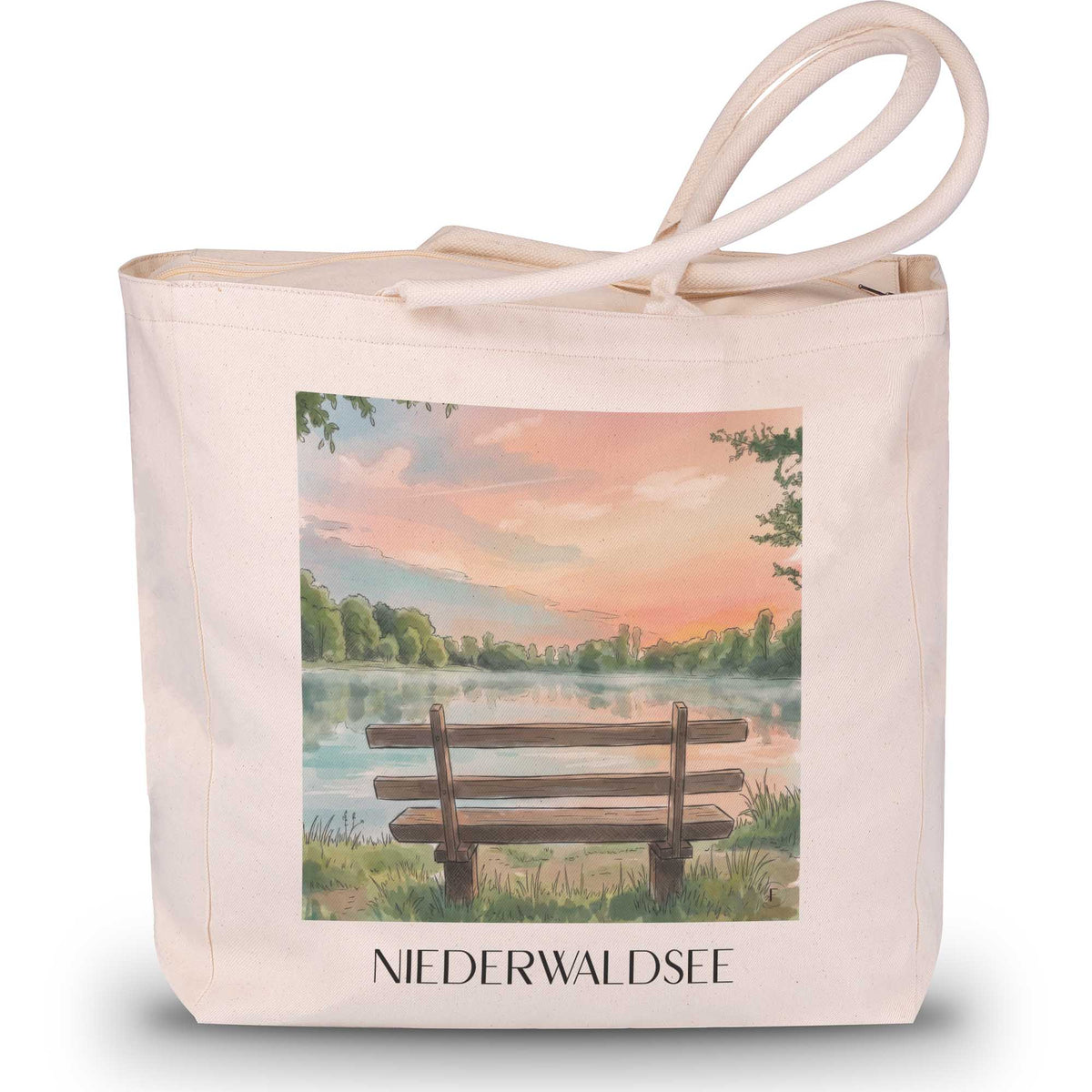 Niederwaldsee Shopping Tasche - Bensheim - Deutschland Tote Bag - Einkaufstasche im Aquarell Stil - favplace