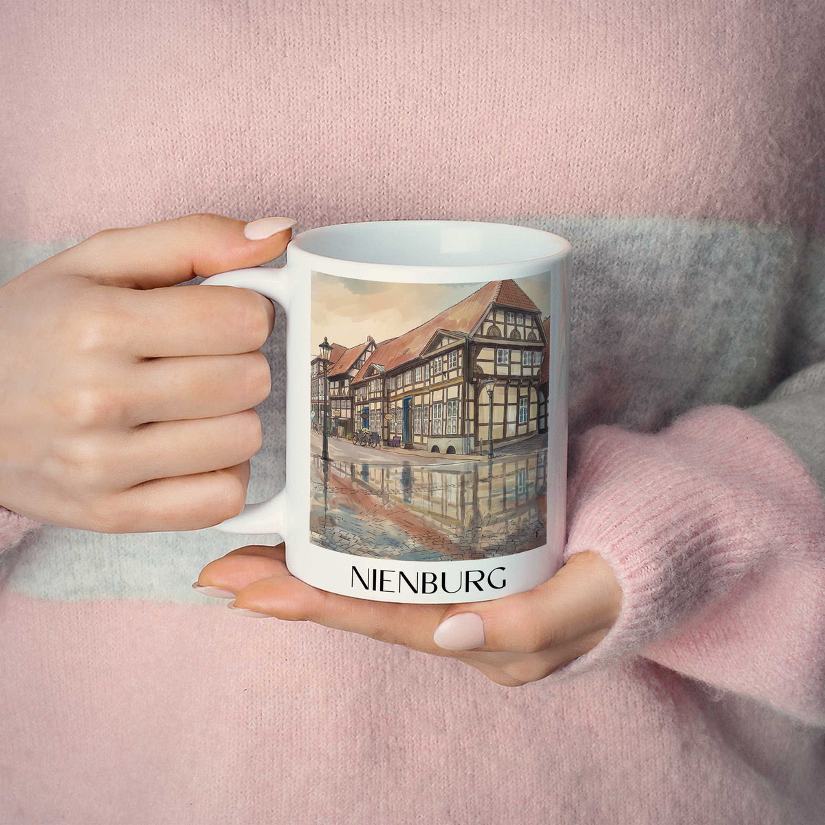 nienburg-weser-deutschland-kaffeebecher-aquarell