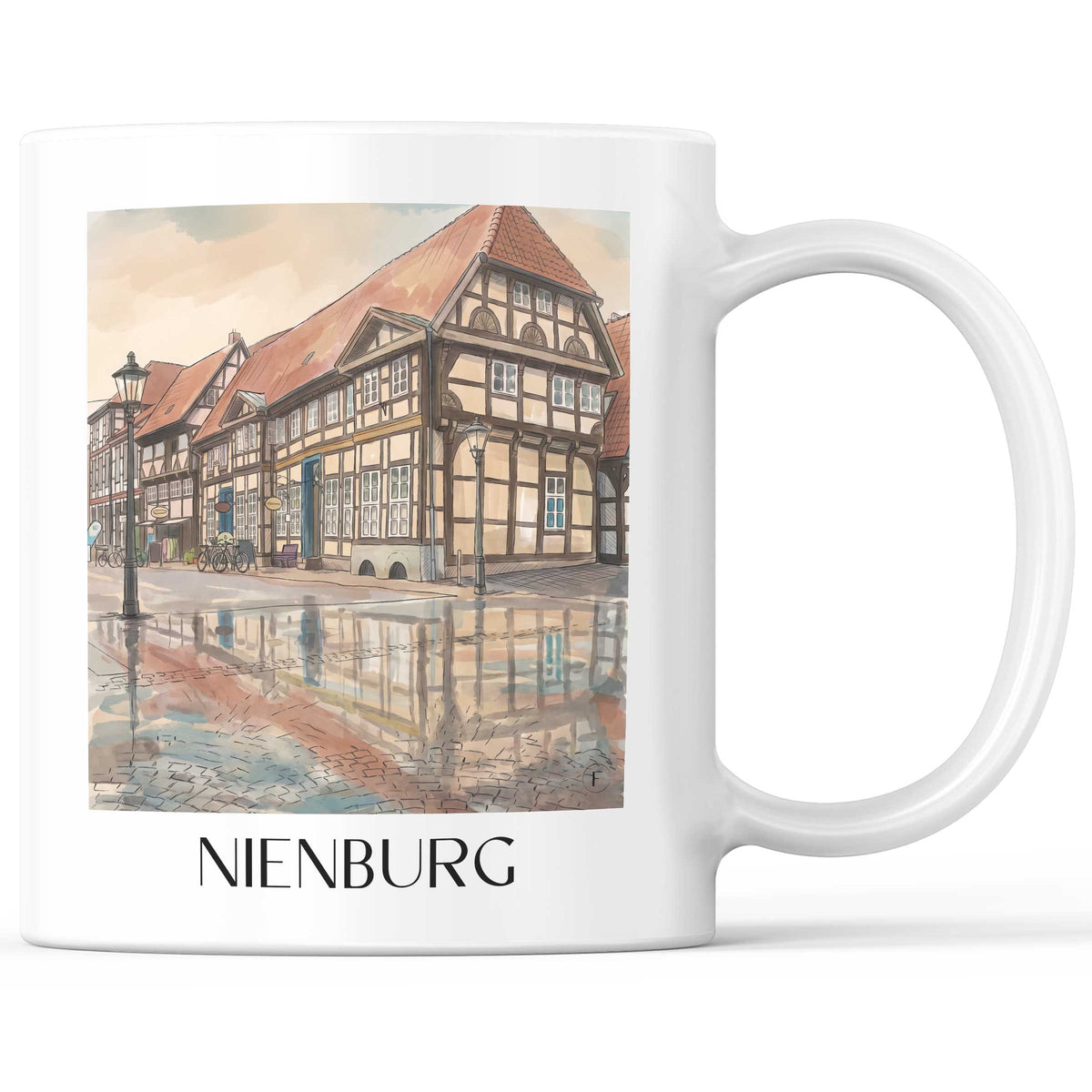 Nienburg Kaffeebecher - Weser - Deutschland Becher - Kaffeetasse im Aquarell Stil