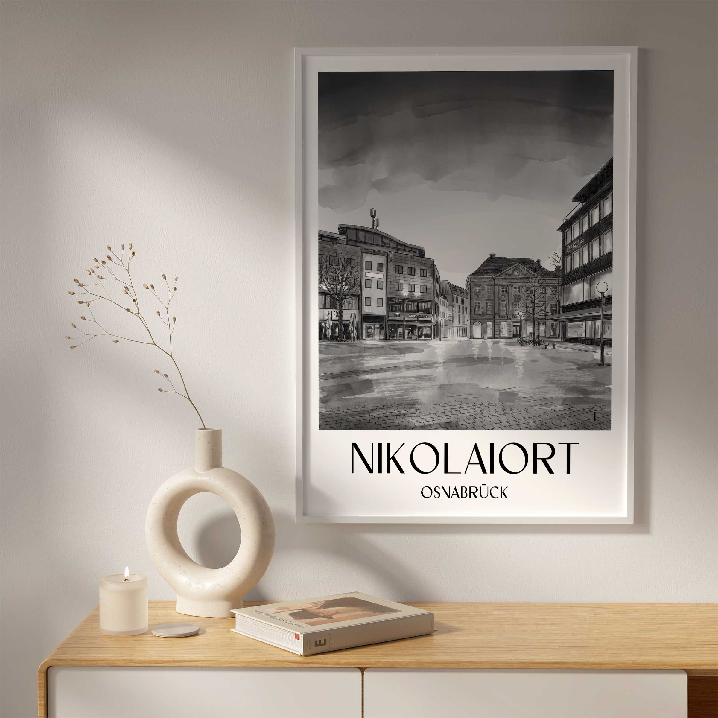 nikolaiort-osnabrück-deutschland-poster-aquarell-schwarz-weiss