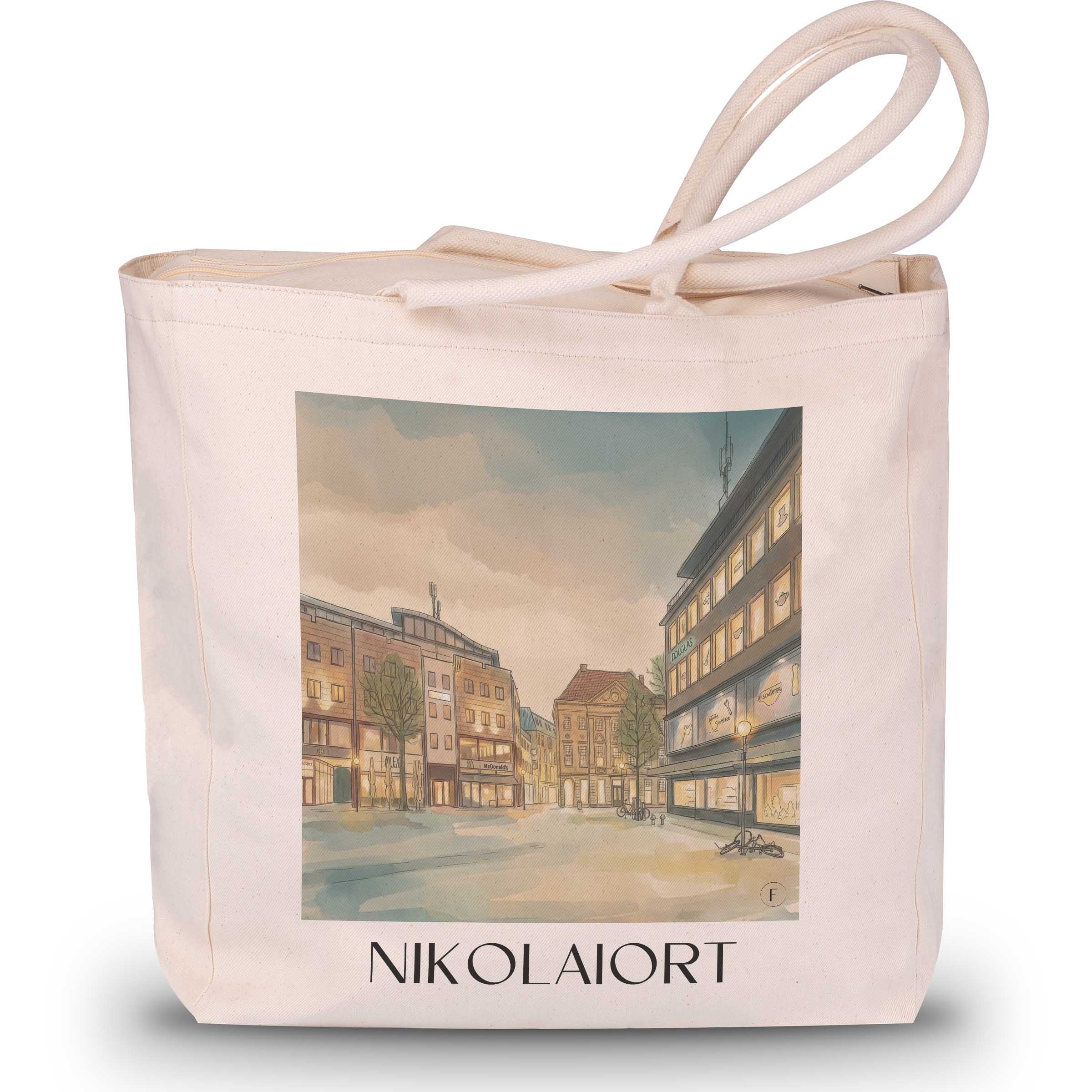 Nikolaiort Shopping Tasche - Osnabrück - Deutschland Tote Bag - Einkaufstasche im Aquarell Stil - favplace