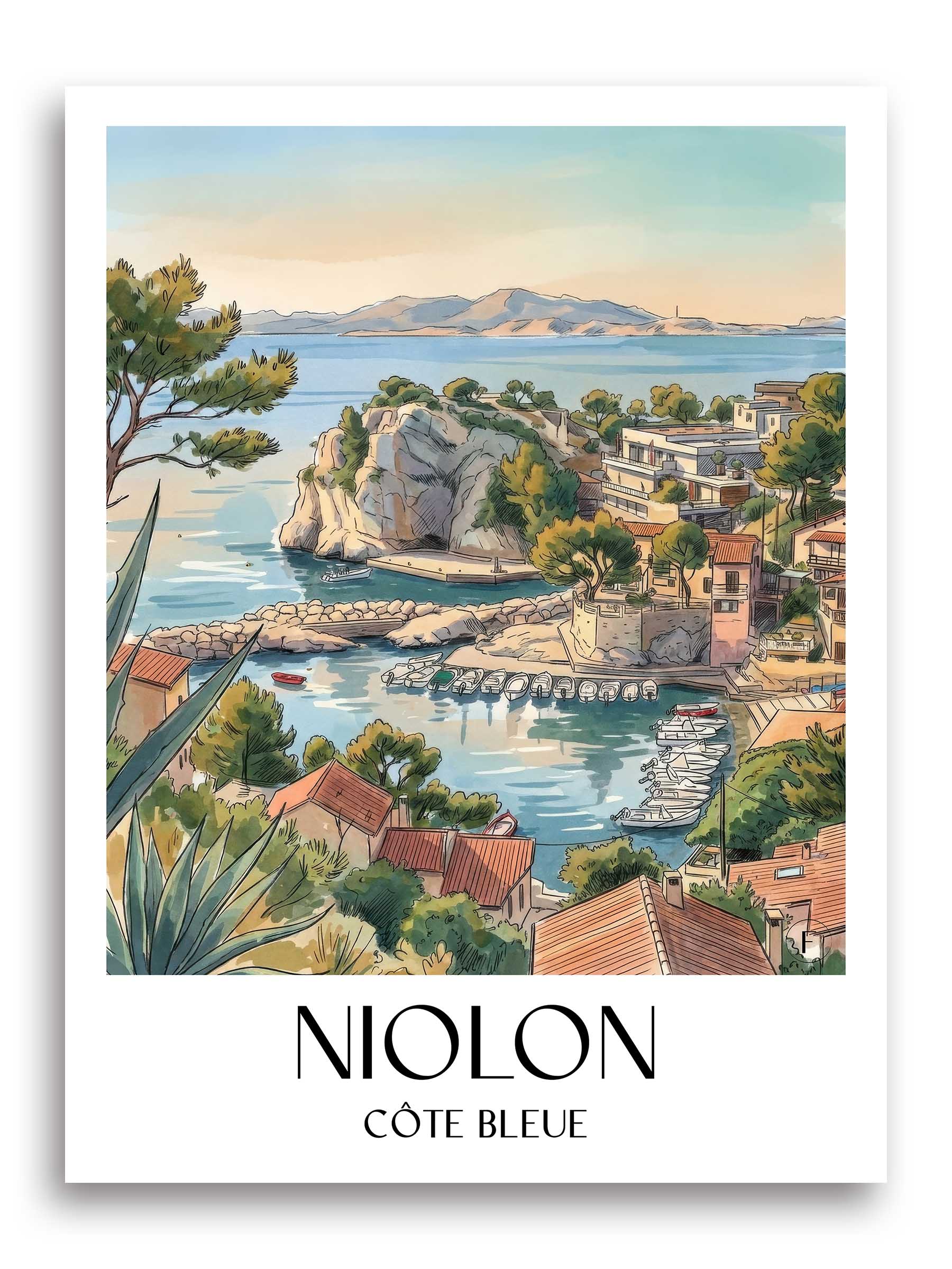 niolon-côte-bleue-frankreich-poster-aquarell