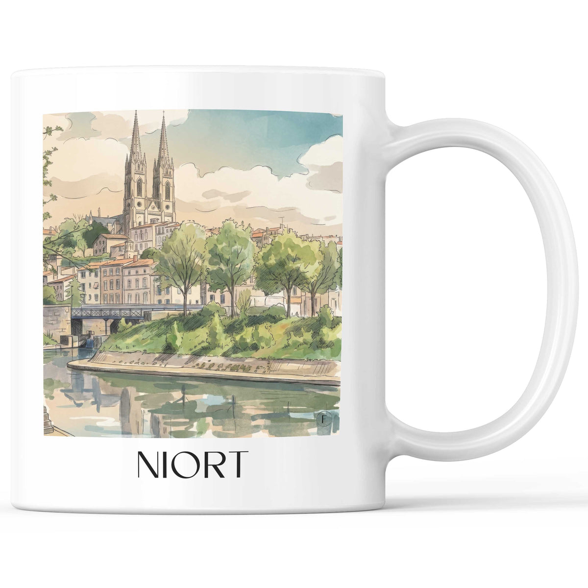 Niort Kaffeebecher - Deux-Sèvres - Frankreich Becher - Kaffeetasse im Aquarell Stil - favplace