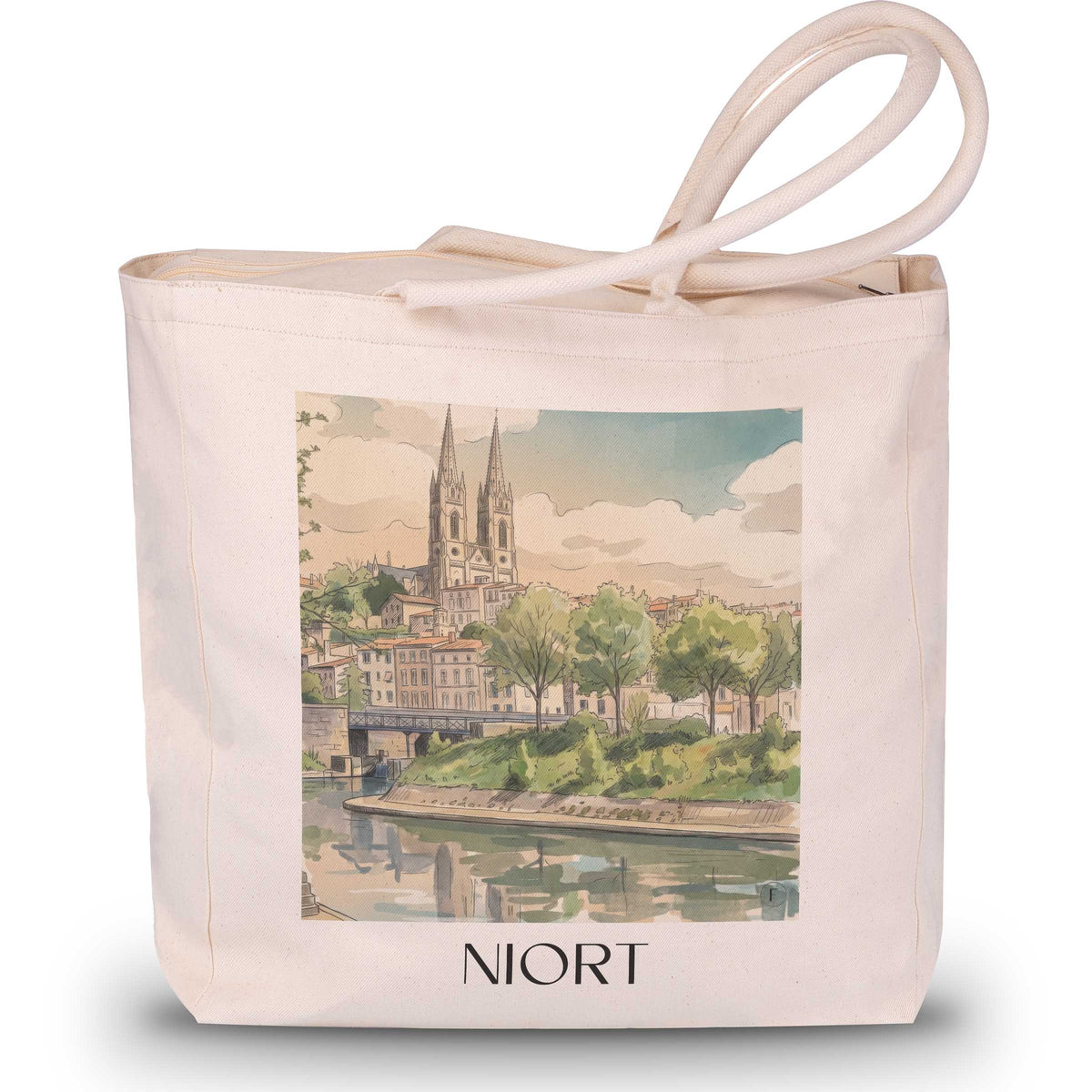 Niort Shopping Tasche - Deux-Sèvres - Frankreich Tote Bag - Einkaufstasche im Aquarell Stil - favplace