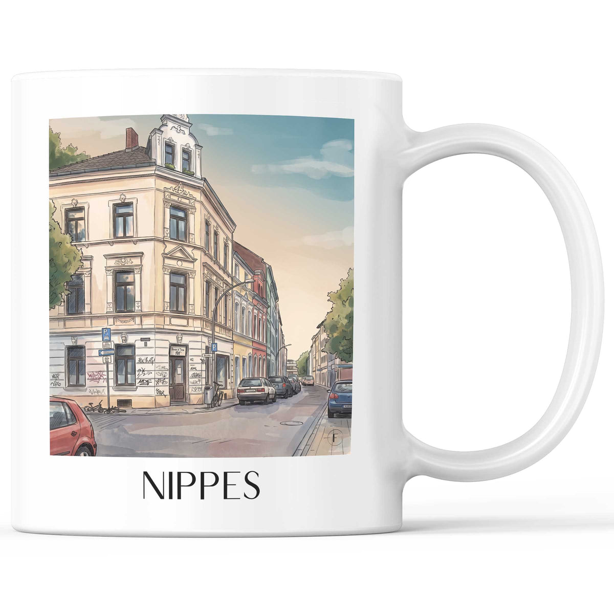 Nippes Kaffeebecher - Köln - Deutschland Becher - Kaffeetasse im Aquarell Stil