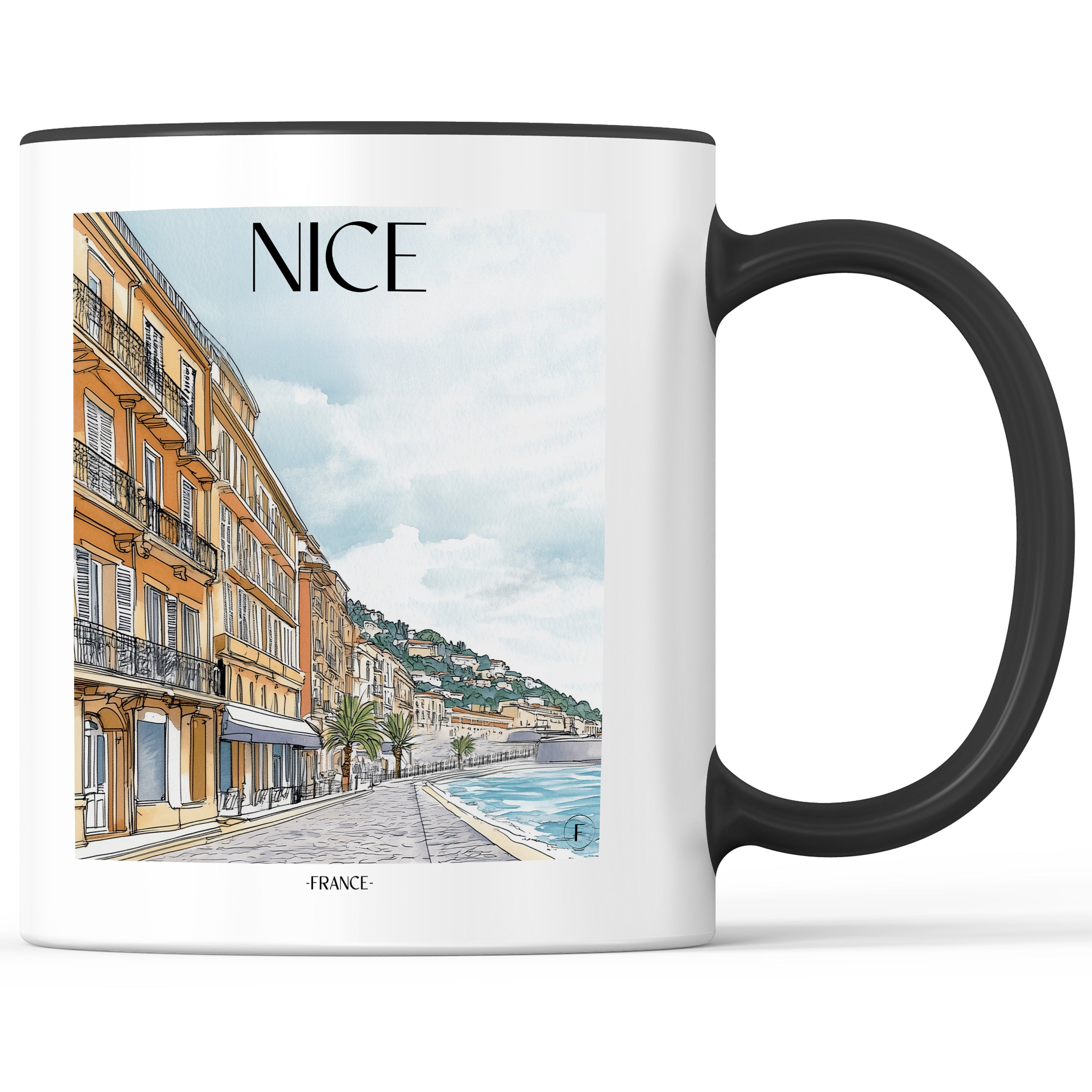 Nizza - Frankreich Becher - Kaffeetasse im Aquarell Stil - favplace