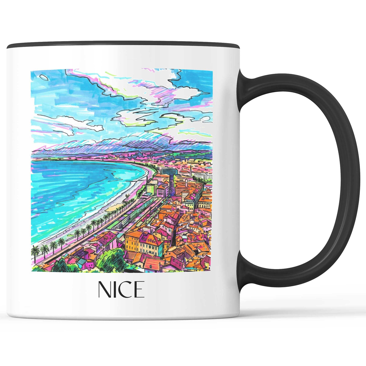 Nizza - Frankreich Becher - Kaffeetasse im Tag Graffiti Stil - favplace