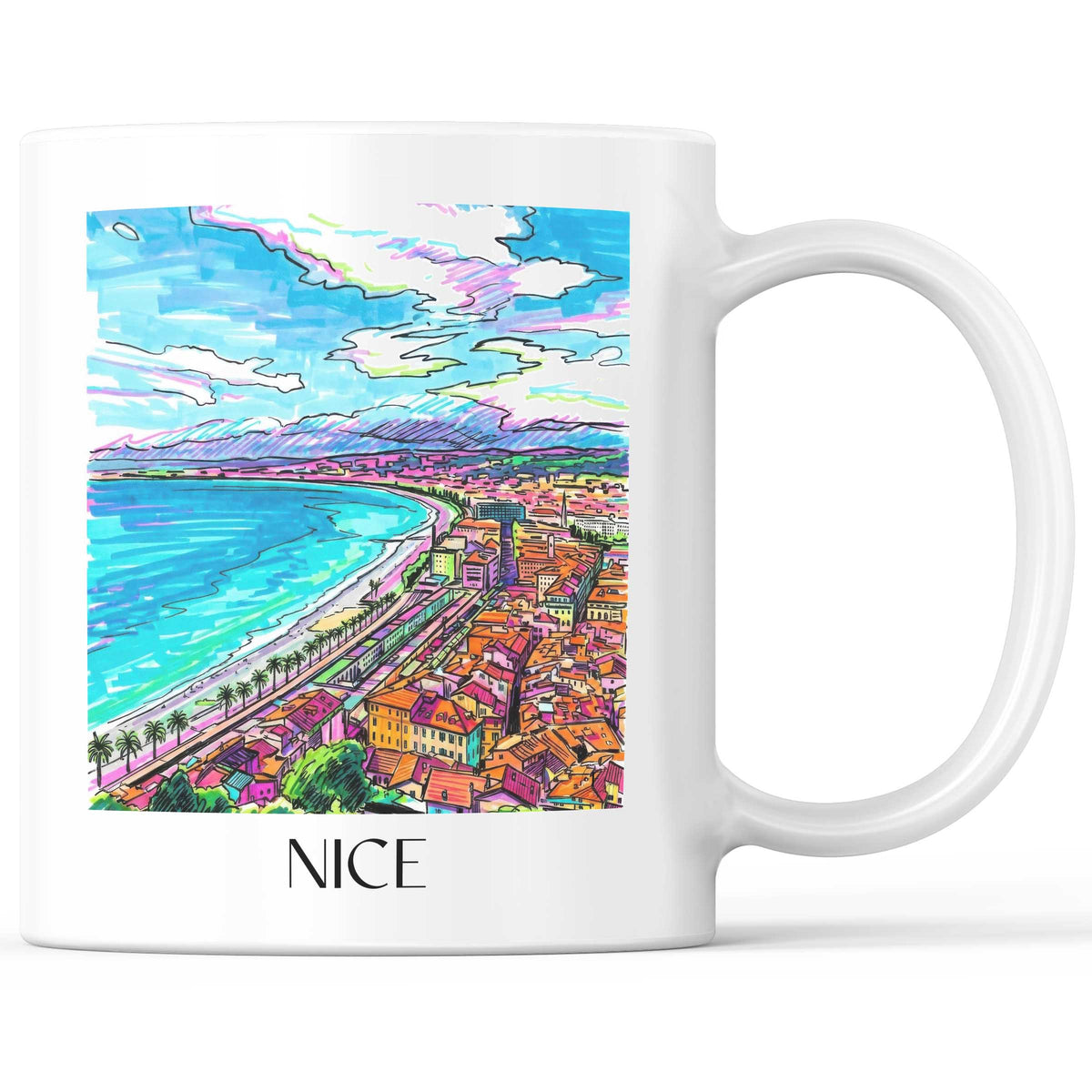Nizza - Frankreich Becher - Kaffeetasse im Tag Graffiti Stil - favplace