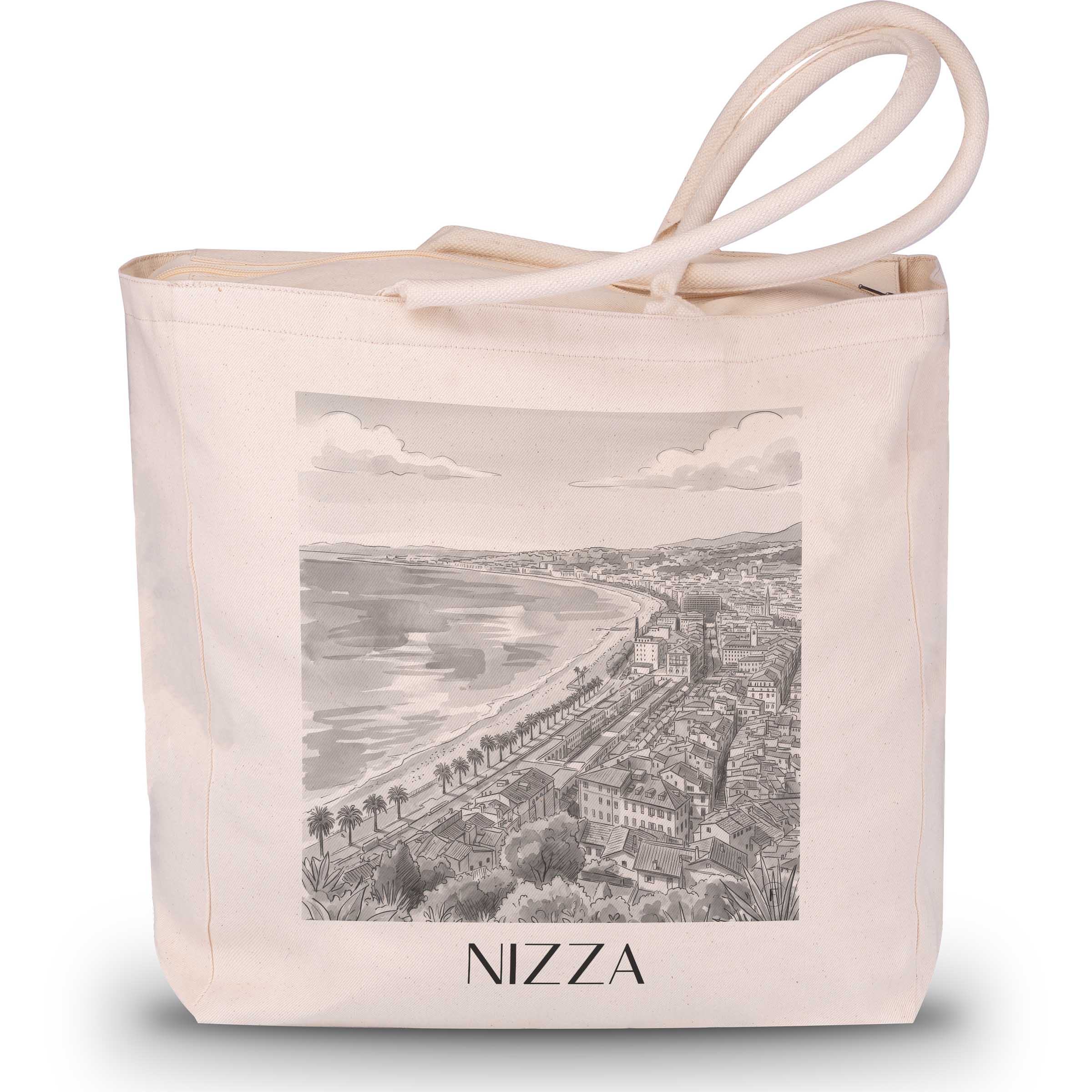 nizza-frankreich-einkaufstasche-aquarell-schwarz-weiss