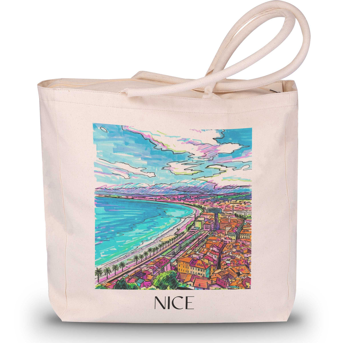 Nizza - Frankreich Tote Bag - Einkaufstasche im Tag Graffiti Stil - favplace