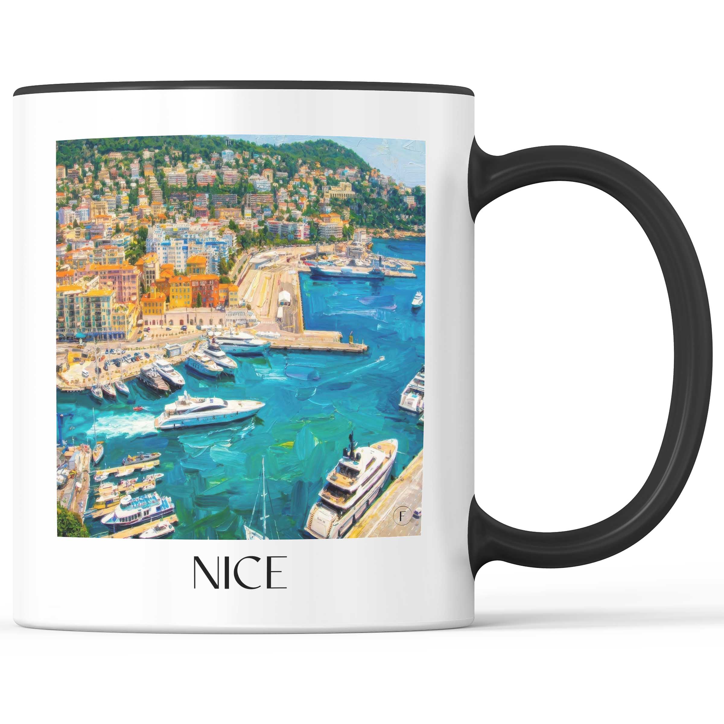Nizza Kaffeebecher - Côte d´Azur - Frankreich Becher - Kaffeetasse im Ölgemälde Stil - favplace