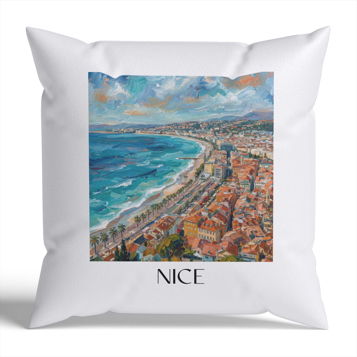 Nizza Kissenhülle - Zierkissen Bezug - Frankreich - Frankreich Kissen bzw. Kissenbezug im Ölgemälde Stil - favplace