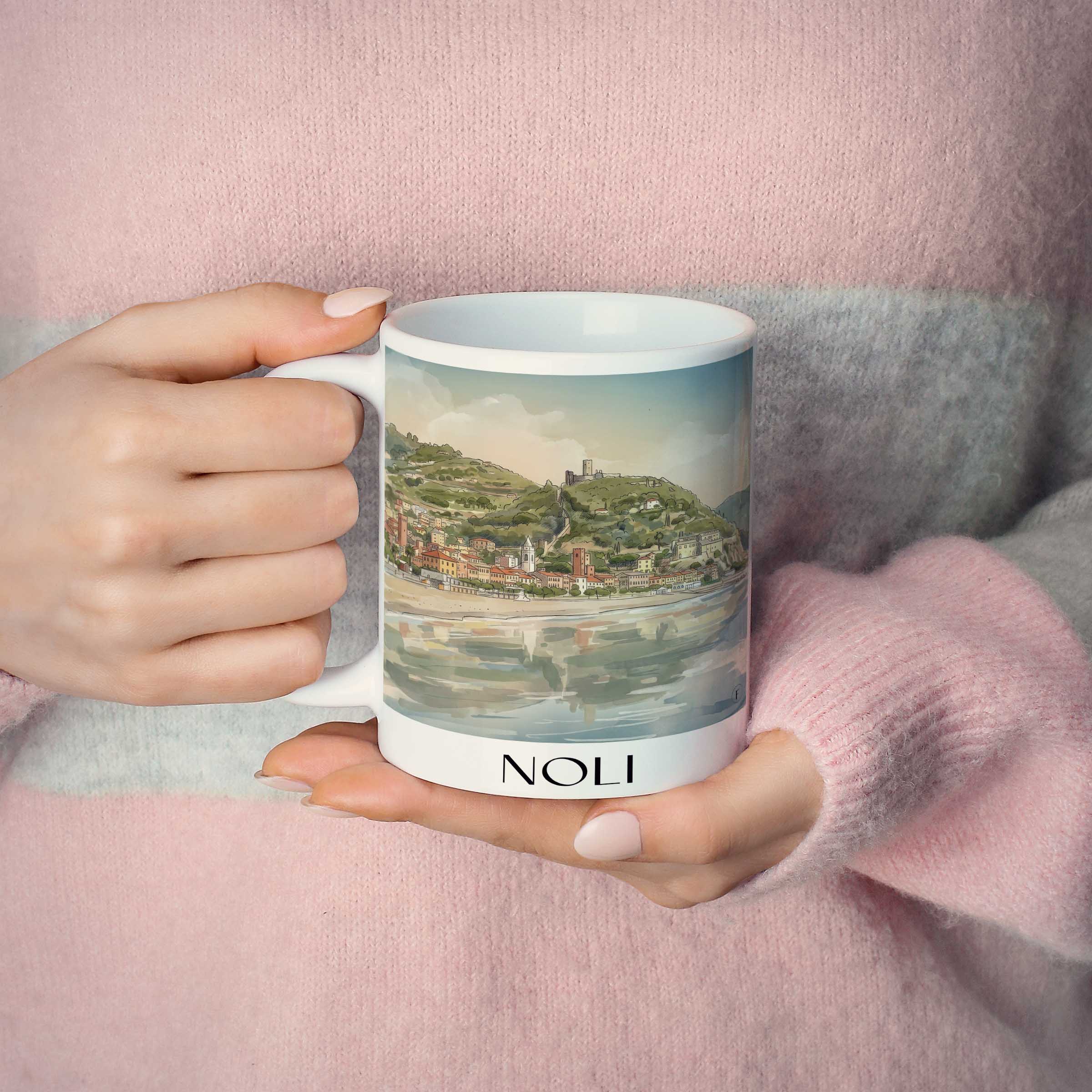 noli-ligurien-italien-kaffeebecher-aquarell
