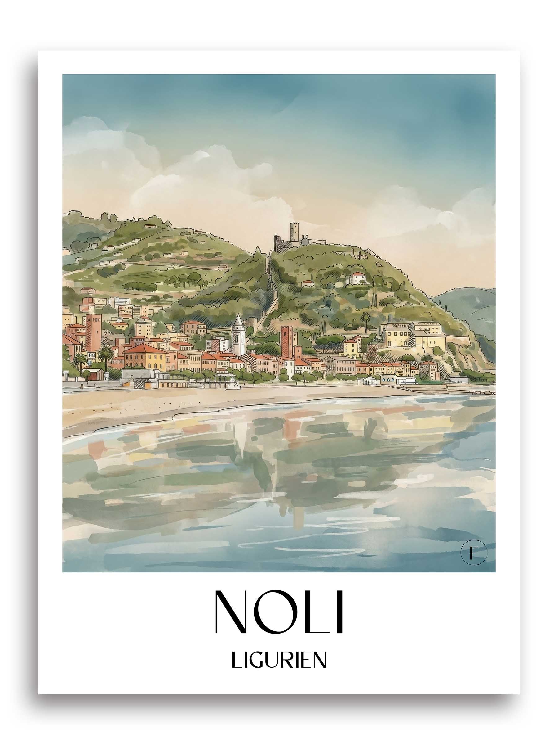 noli-ligurien-italien-poster-aquarell