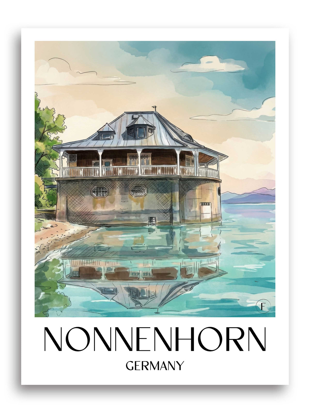 Nonnenhorn Poster - Bodensee - Deutschland Kunstdruck - Aquarell von A4 bis A1 - favplace