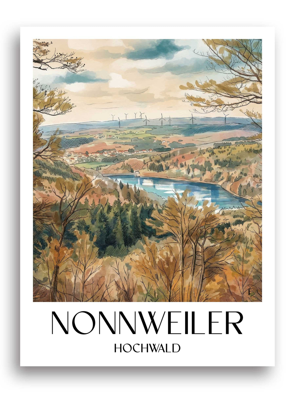 nonnweiler-hochwald-deutschland-poster-aquarell
