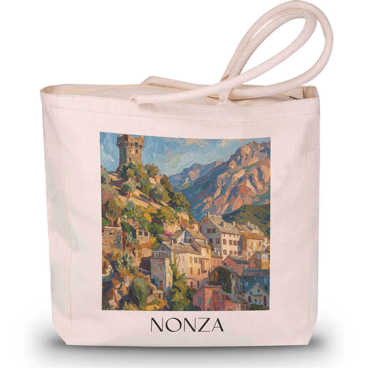 nonza-cap-corse-frankreich-einkaufstasche-oil-painting-oelgemaelde