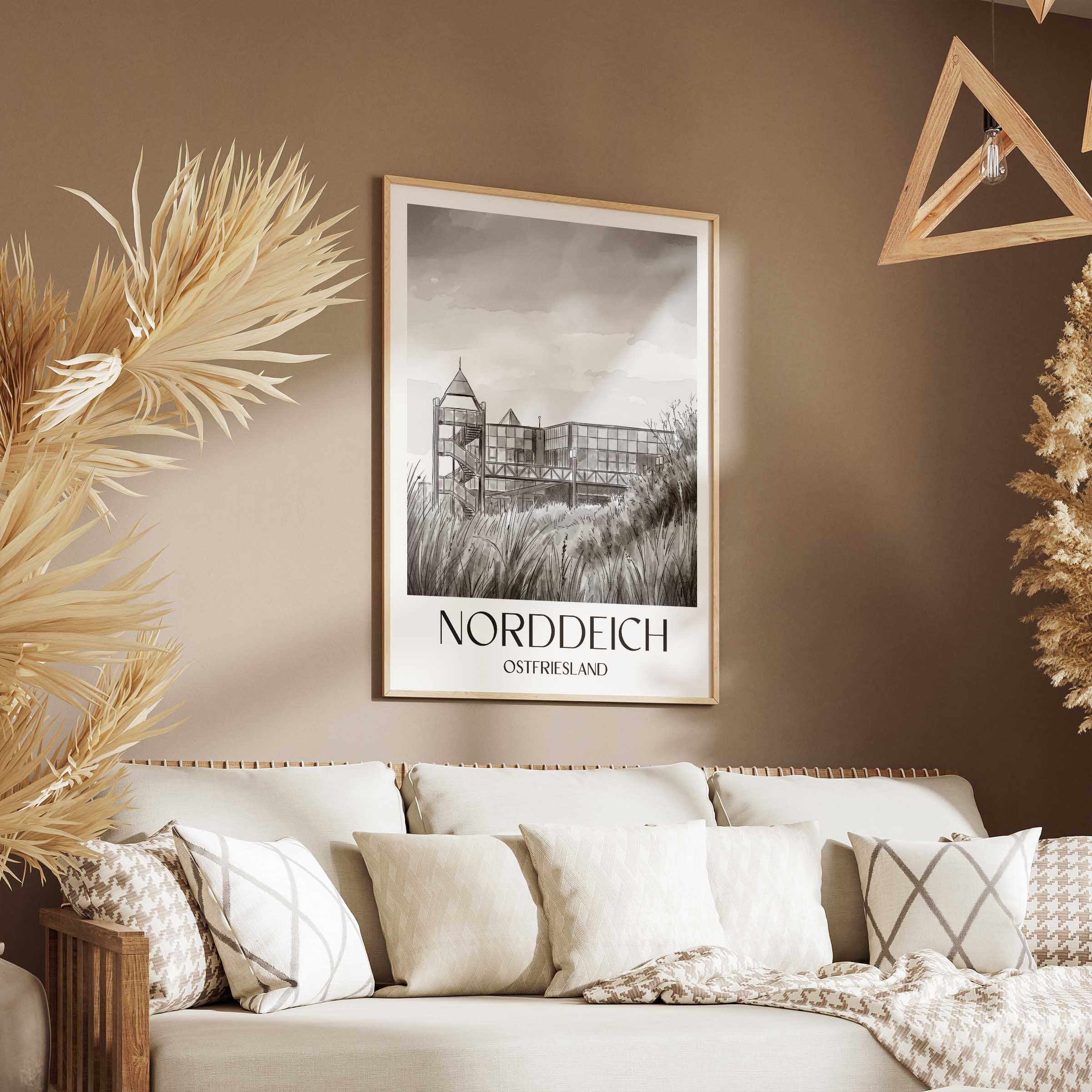 norddeich-ostfriesland-deutschland-poster-aquarell-schwarz-weiss