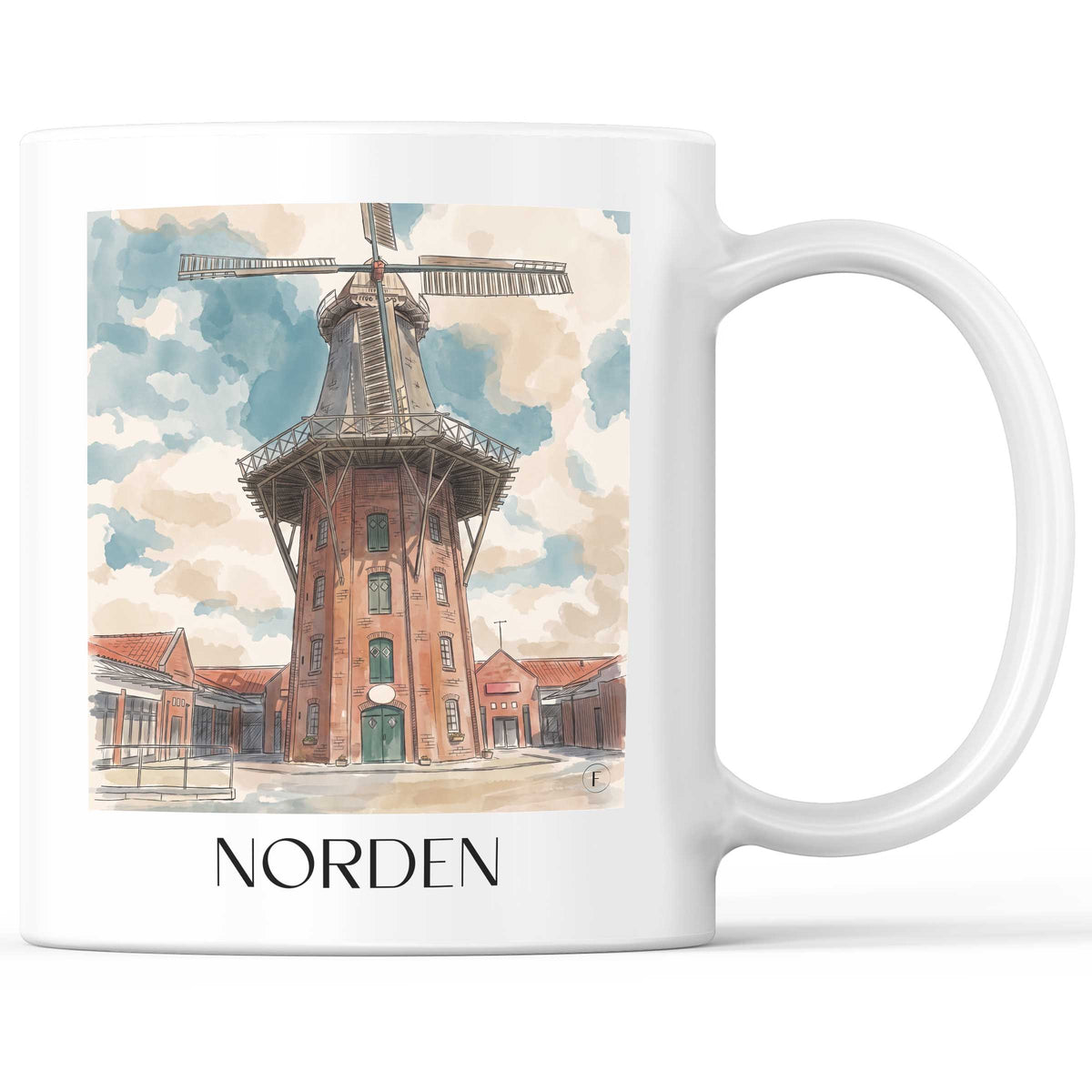 Norden Kaffeebecher - Ostfriesland - Deutschland Becher - Kaffeetasse im Aquarell Stil