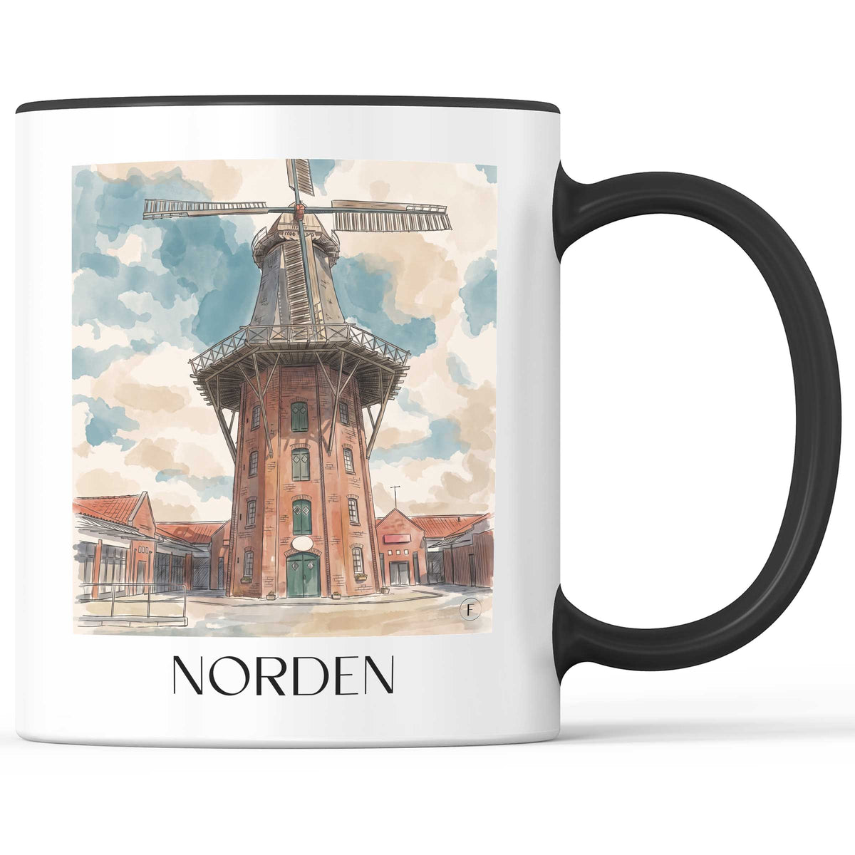 Norden Kaffeebecher - Ostfriesland - Deutschland Becher - Kaffeetasse im Aquarell Stil