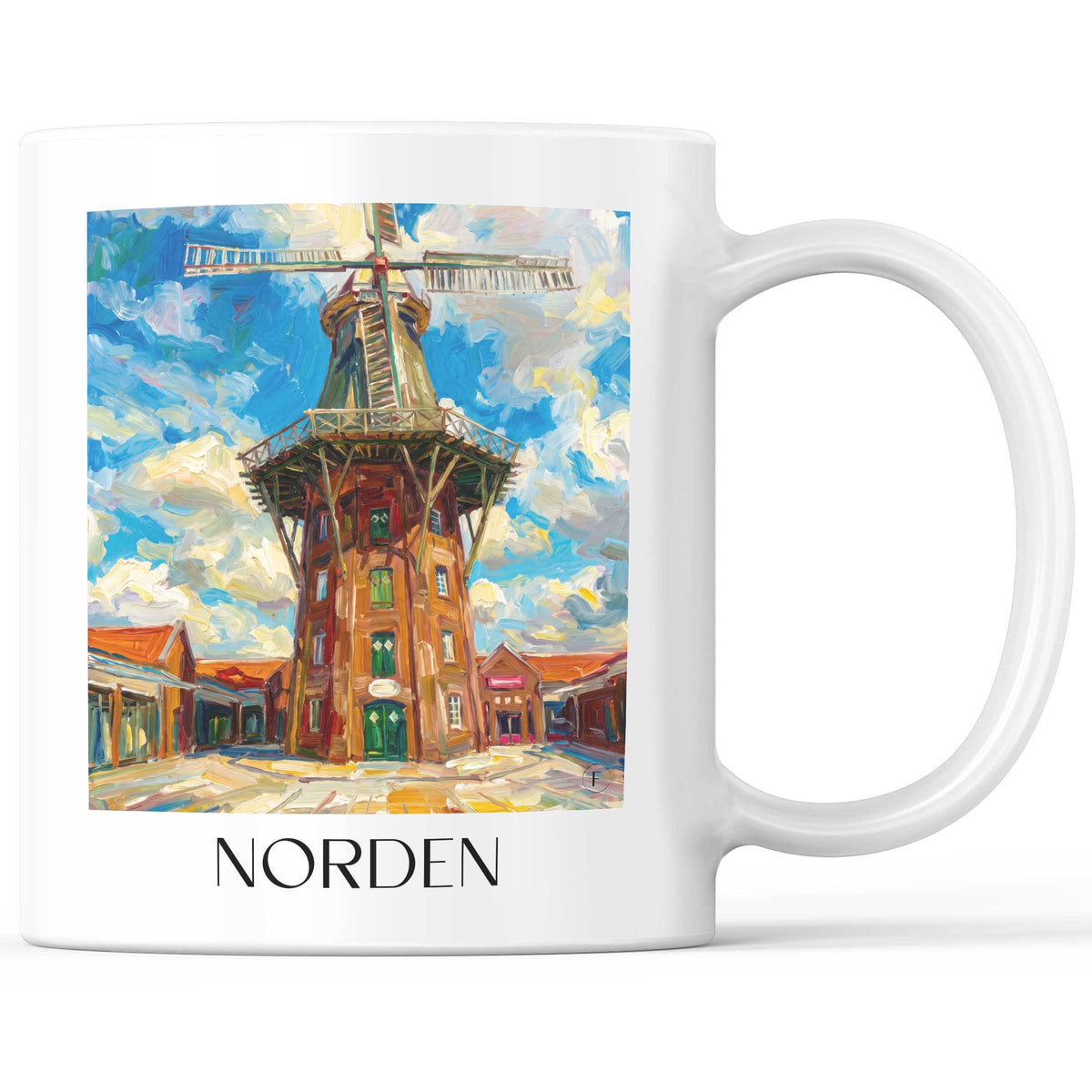 Norden Kaffeebecher - Ostfriesland - Deutschland Becher - Kaffeetasse im Ölgemälde Stil - favplace