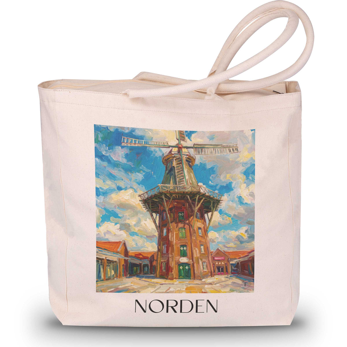 Norden Shopping Tasche - Ostfriesland - Deutschland Tote Bag - Einkaufstasche im Ölgemälde Stil - favplace